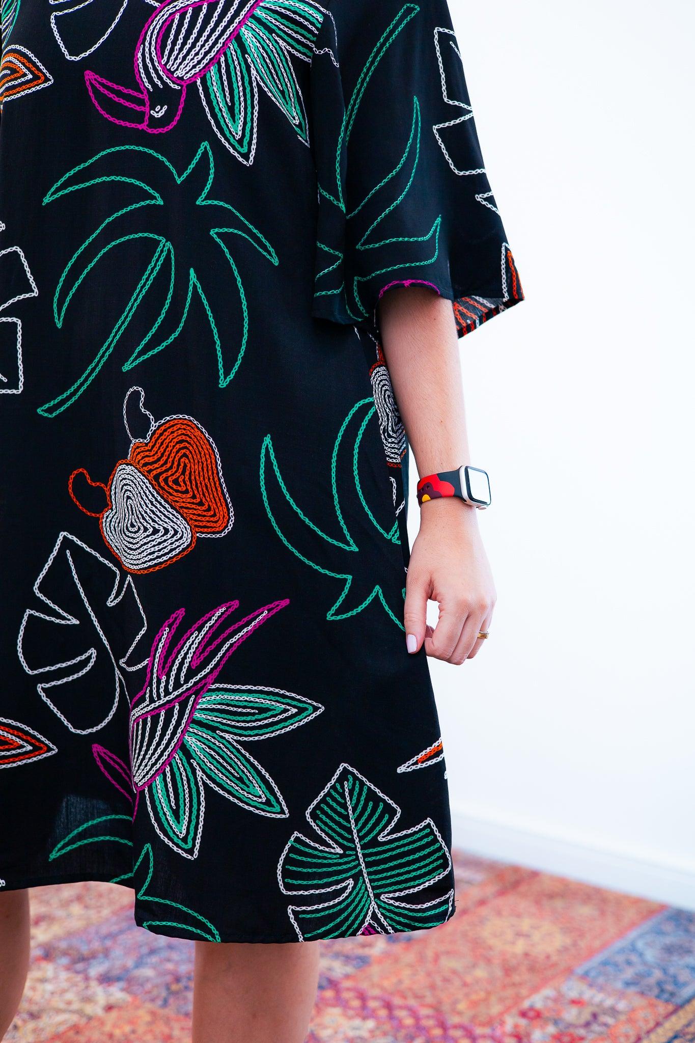 Vestido Sabrina - Decote V Manga Morcego em Viscolinho - Bazar Online