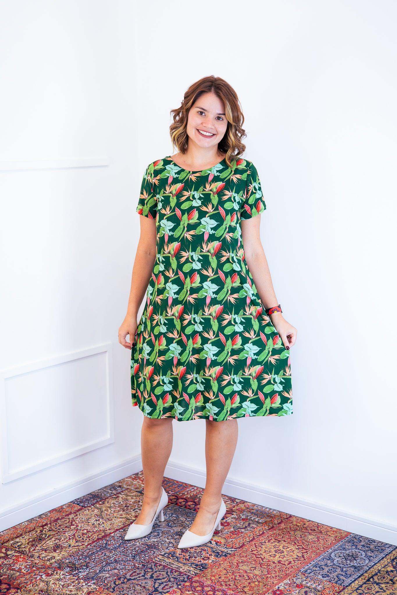 Vestido Sara - Malha Confort Midi com Manga - Bazar Online