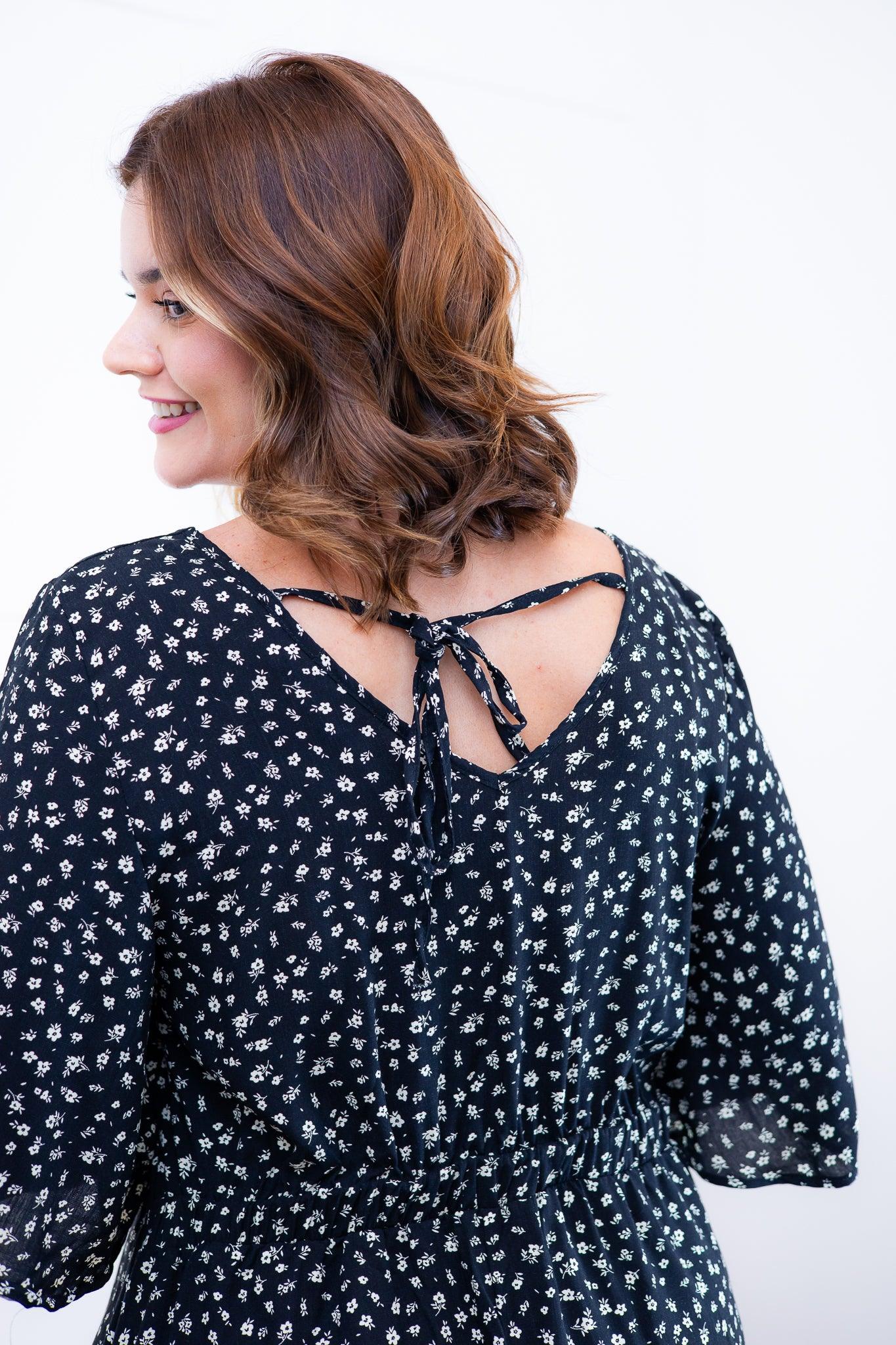 Vestido Sabrina - Decote V Manga Morcego em Viscolinho - Bazar Online