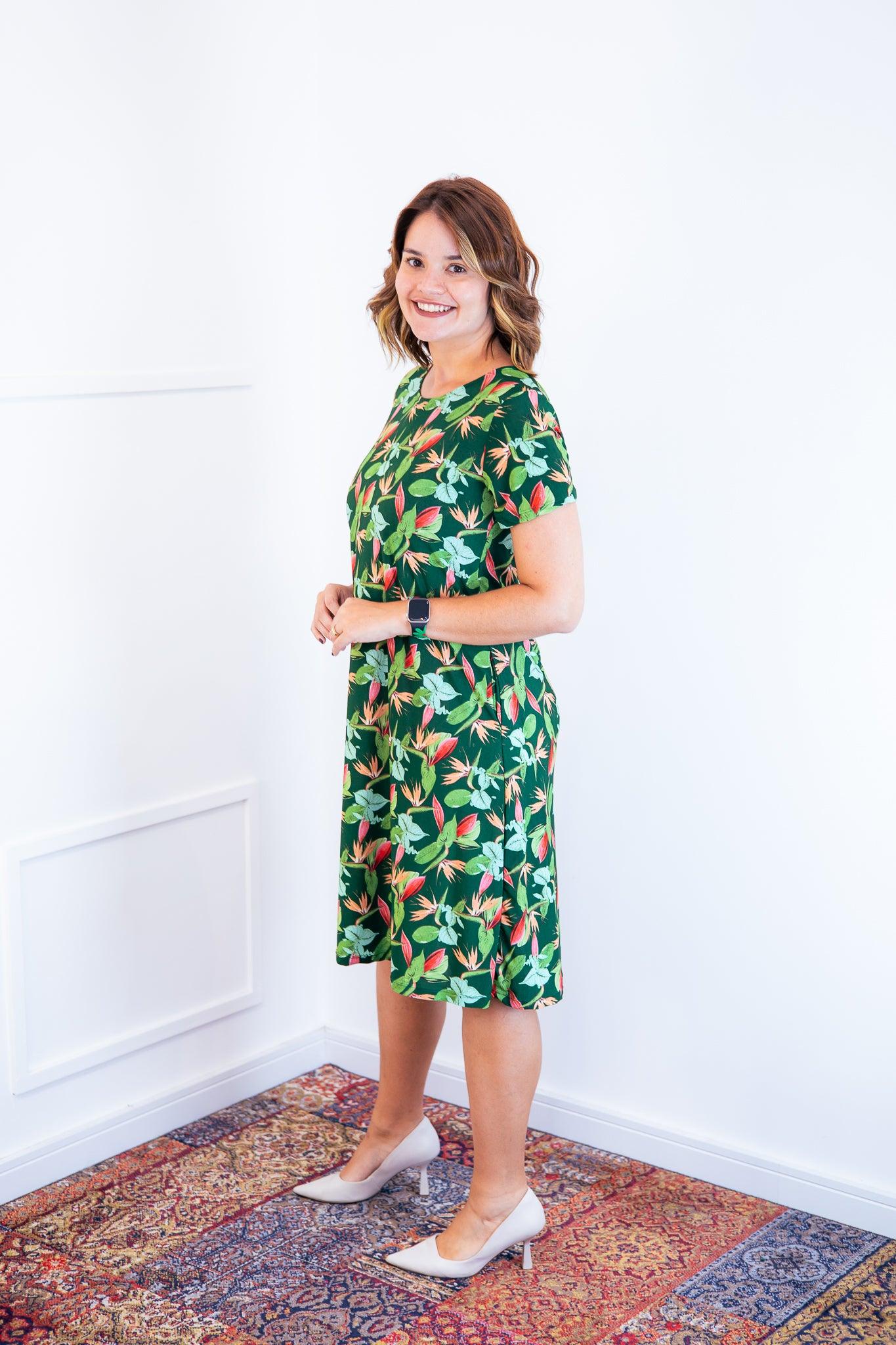 Vestido Sara - Malha Confort Midi com Manga - Bazar Online