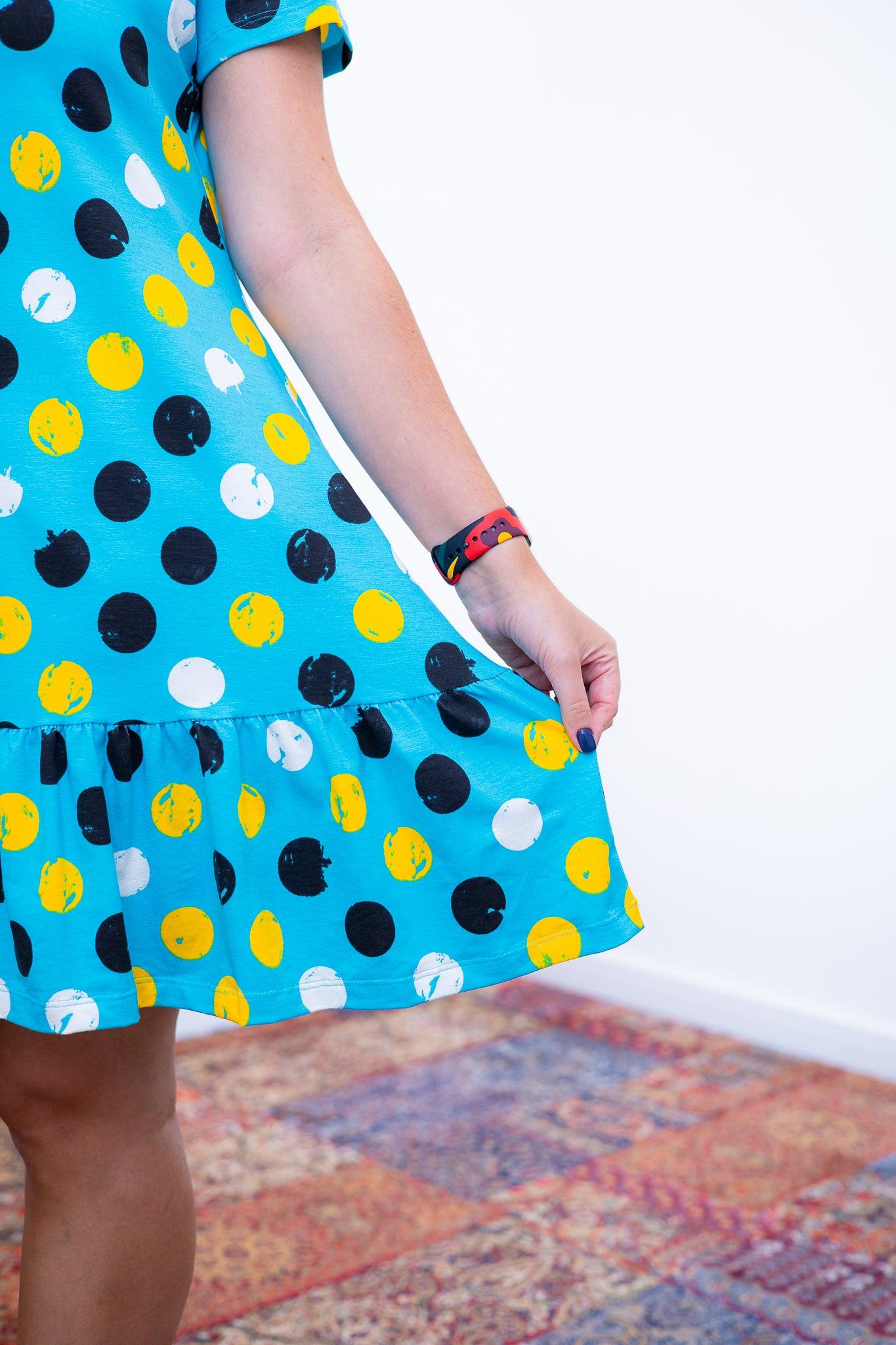 Vestido Verona - Babado Gola V e Manga Curta - Bazar Online