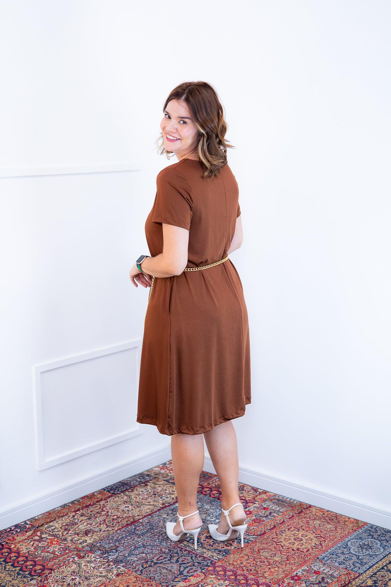 Vestido Sara - Malha Confort Midi com Manga - Bazar Online