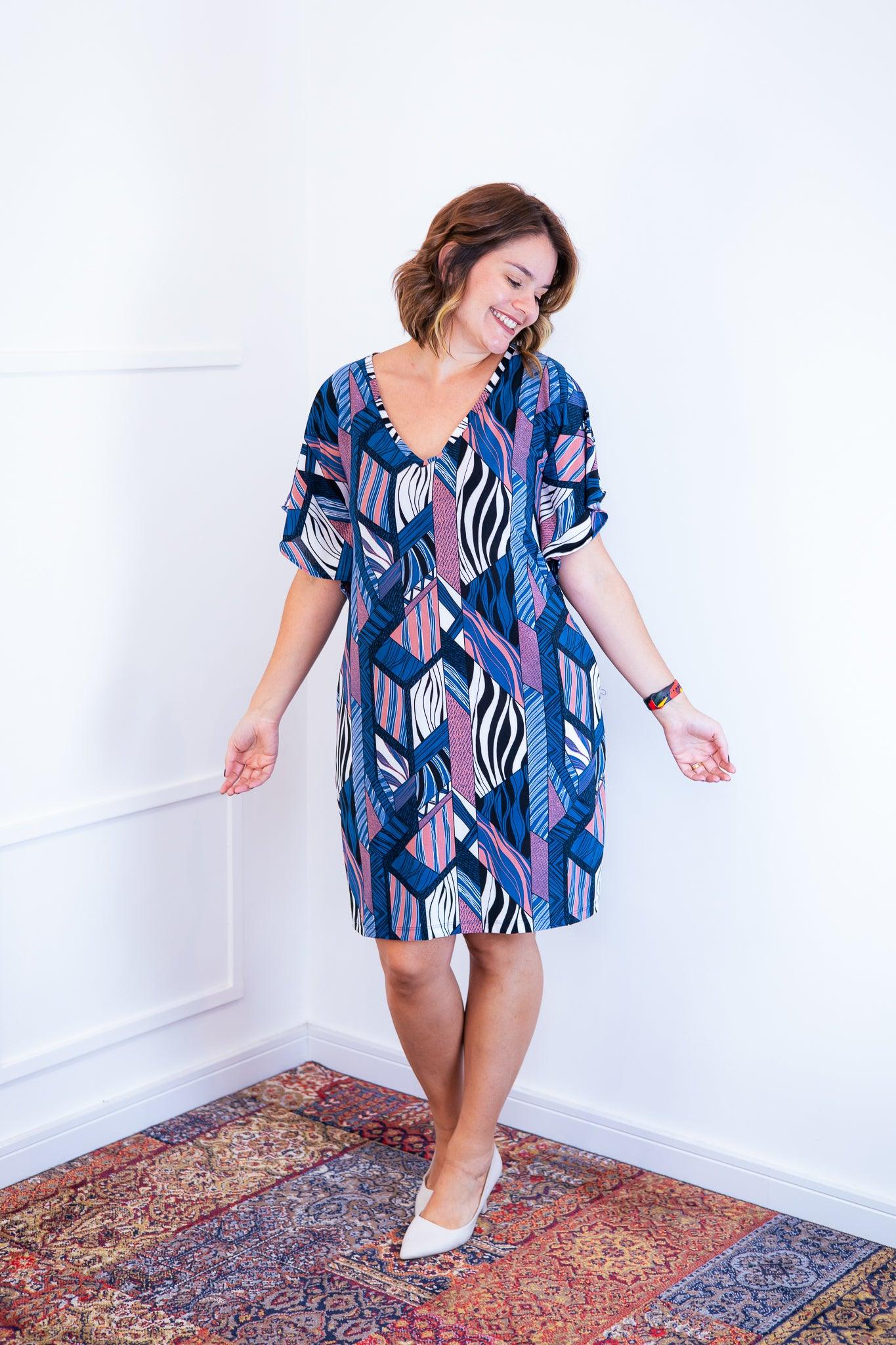 Vestido Helena - Malha Confort Manga Morcego - Bazar Online