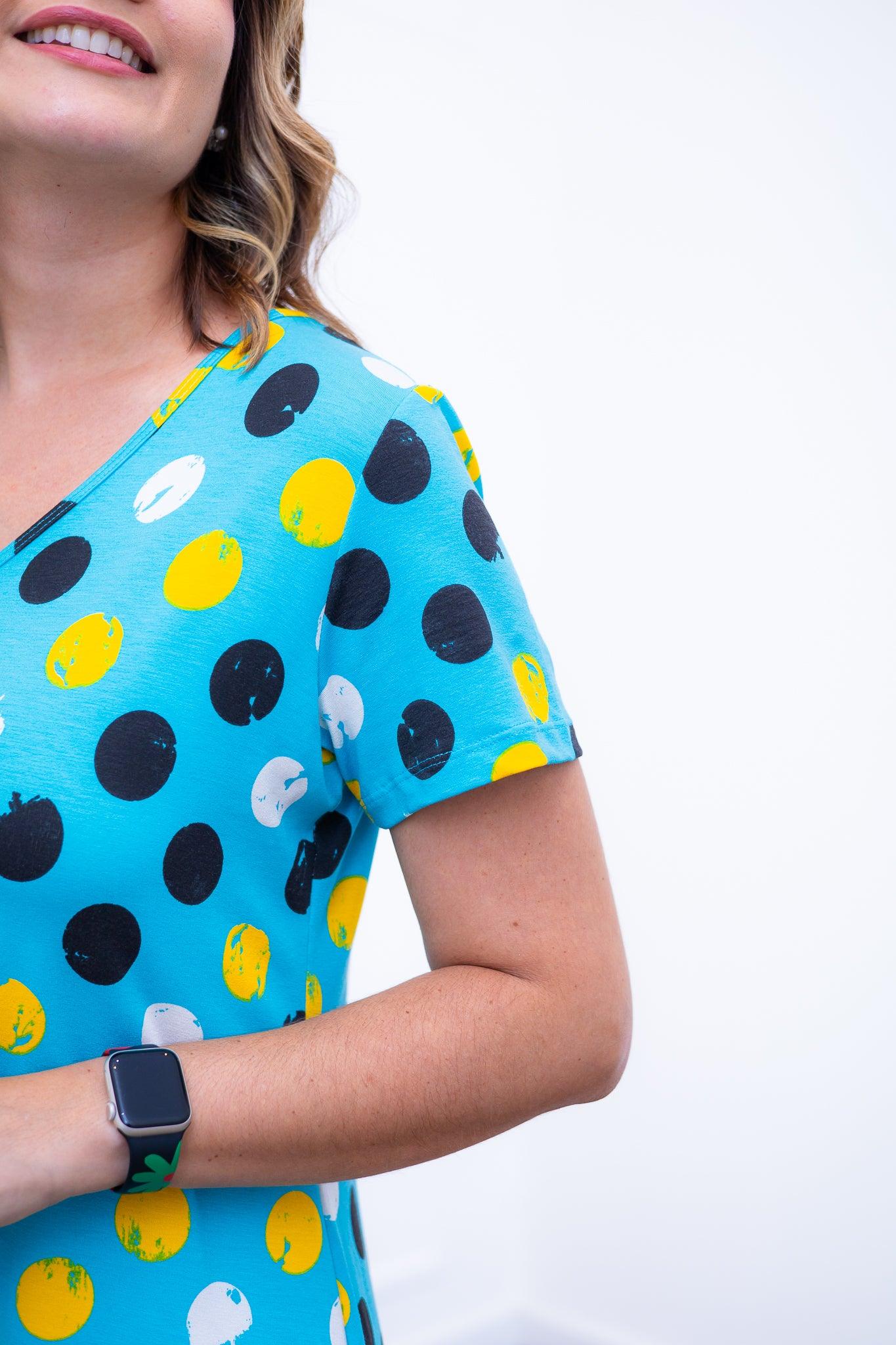 Vestido Verona - Babado Gola V e Manga Curta - Bazar Online