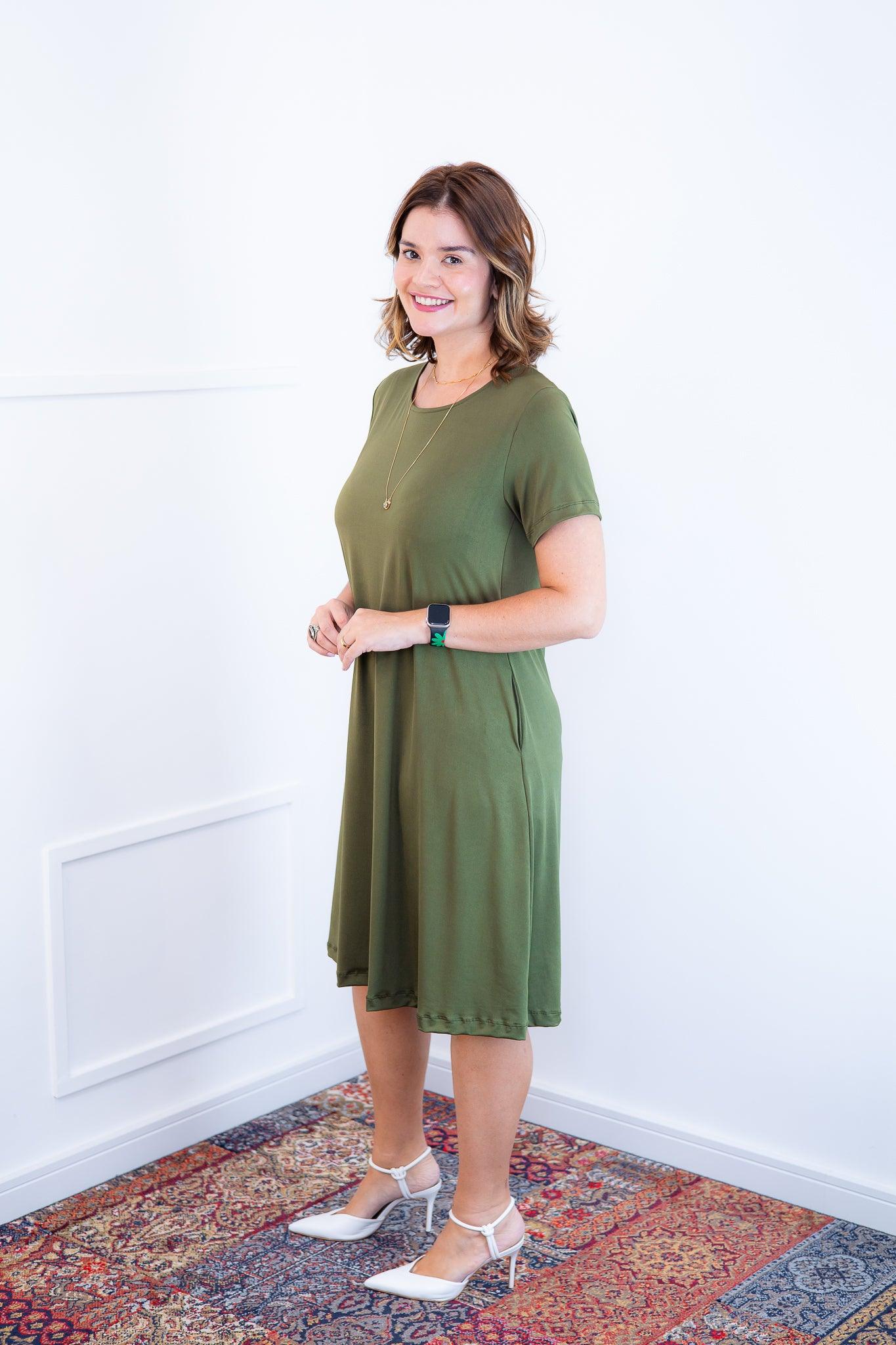 Vestido Sara - Malha Confort Midi com Manga - Bazar Online