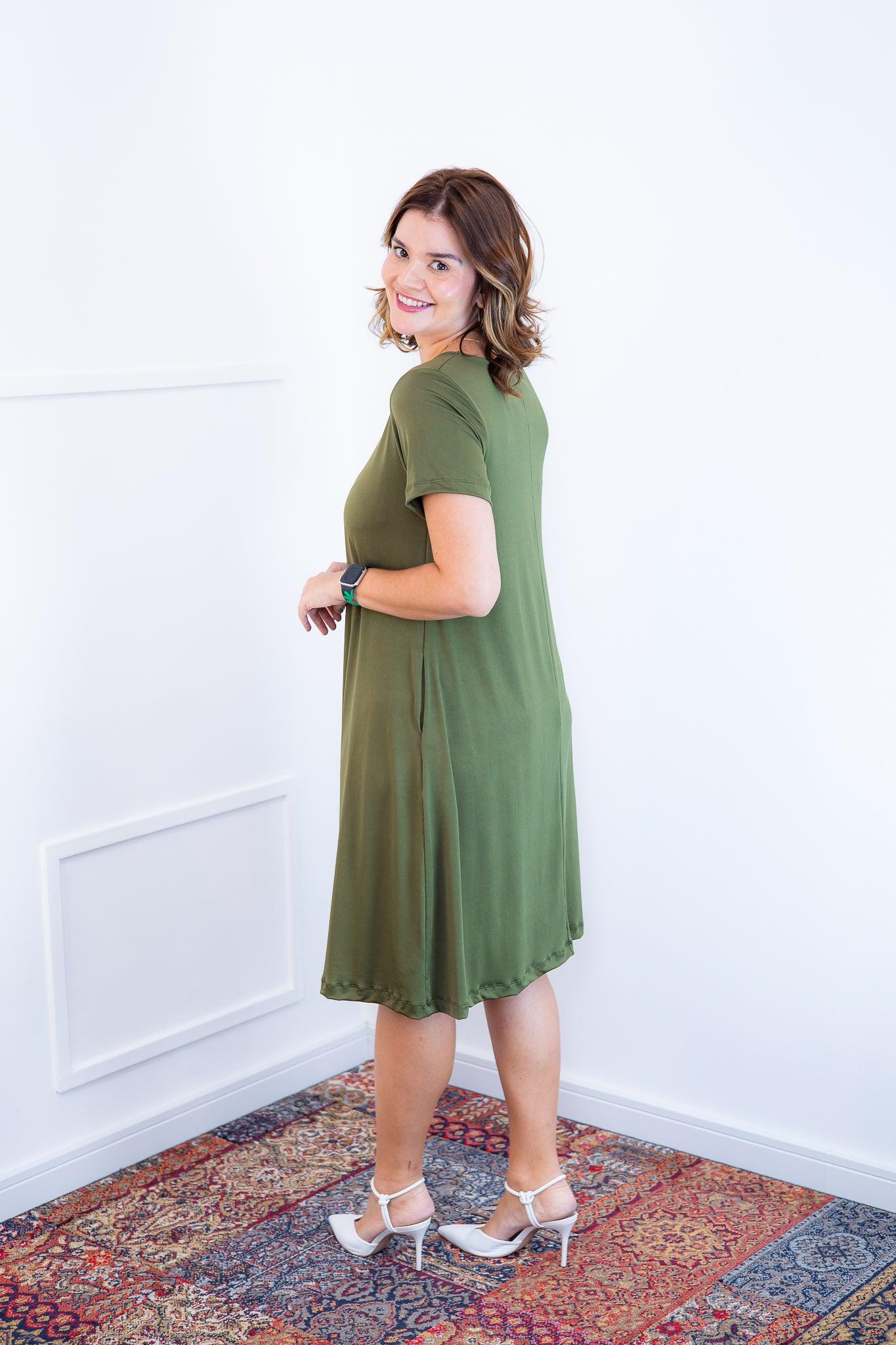 Vestido Sara - Malha Confort Midi com Manga - Bazar Online