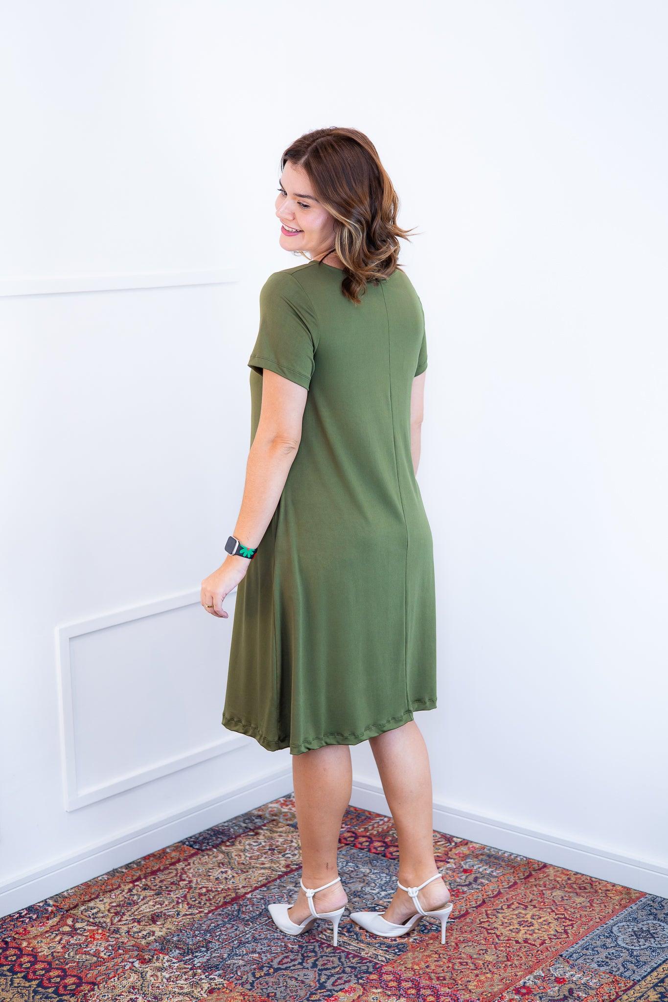 Vestido Sara - Malha Confort Midi com Manga - Bazar Online