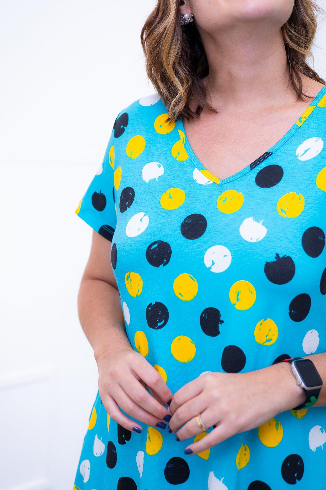 Vestido Verona - Babado Gola V e Manga Curta - Bazar Online