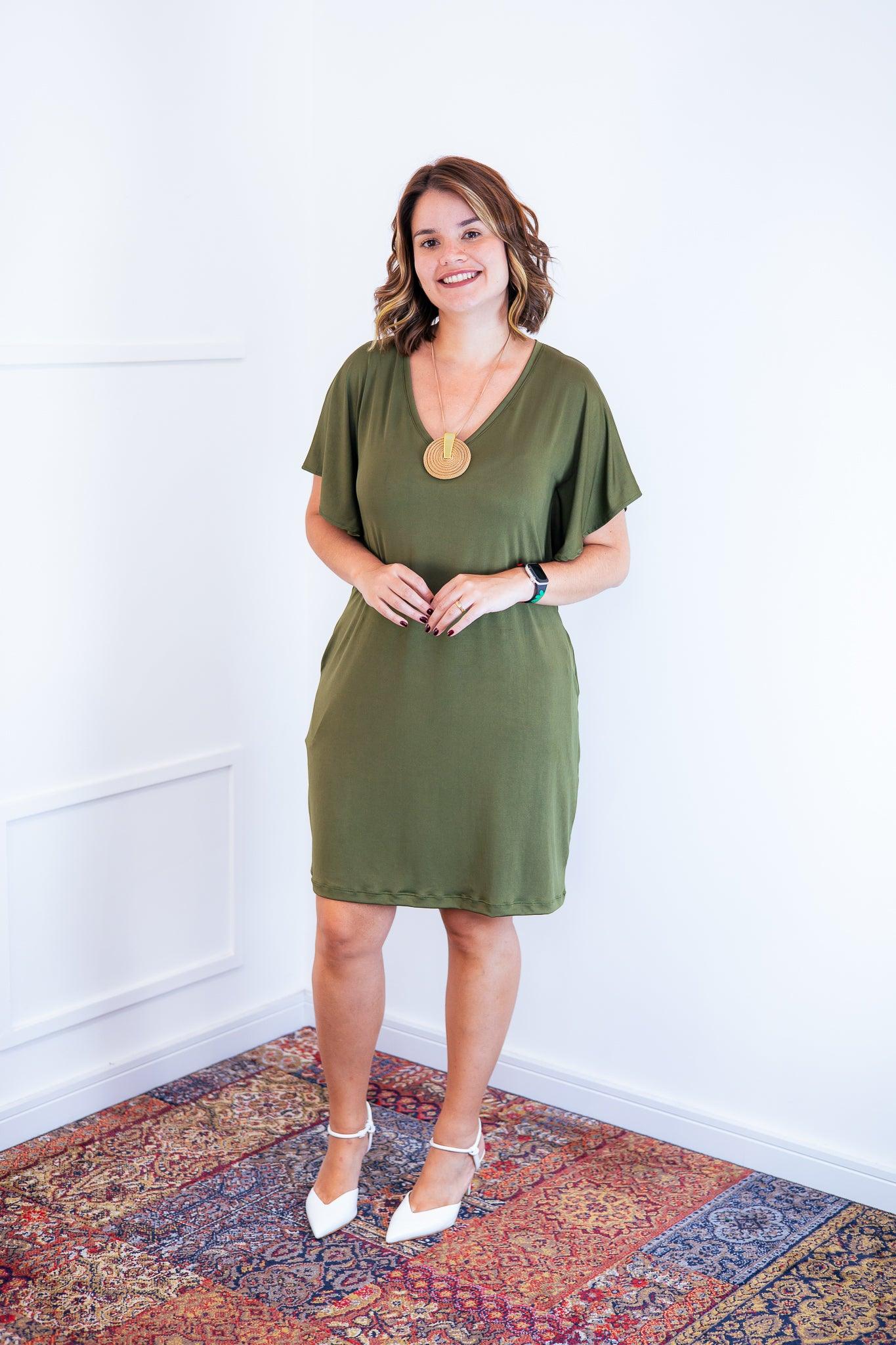 Vestido Helena - Malha Confort Manga Morcego - Bazar Online