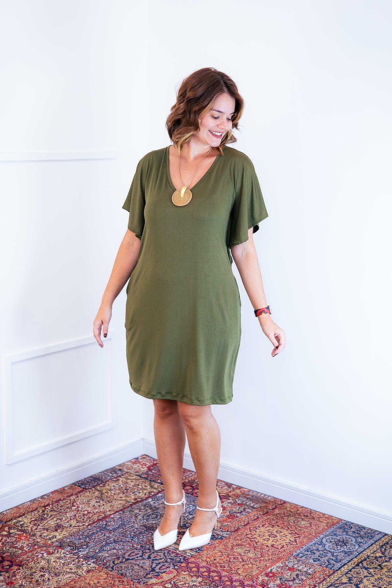 Vestido Helena - Malha Confort Manga Morcego - Bazar Online