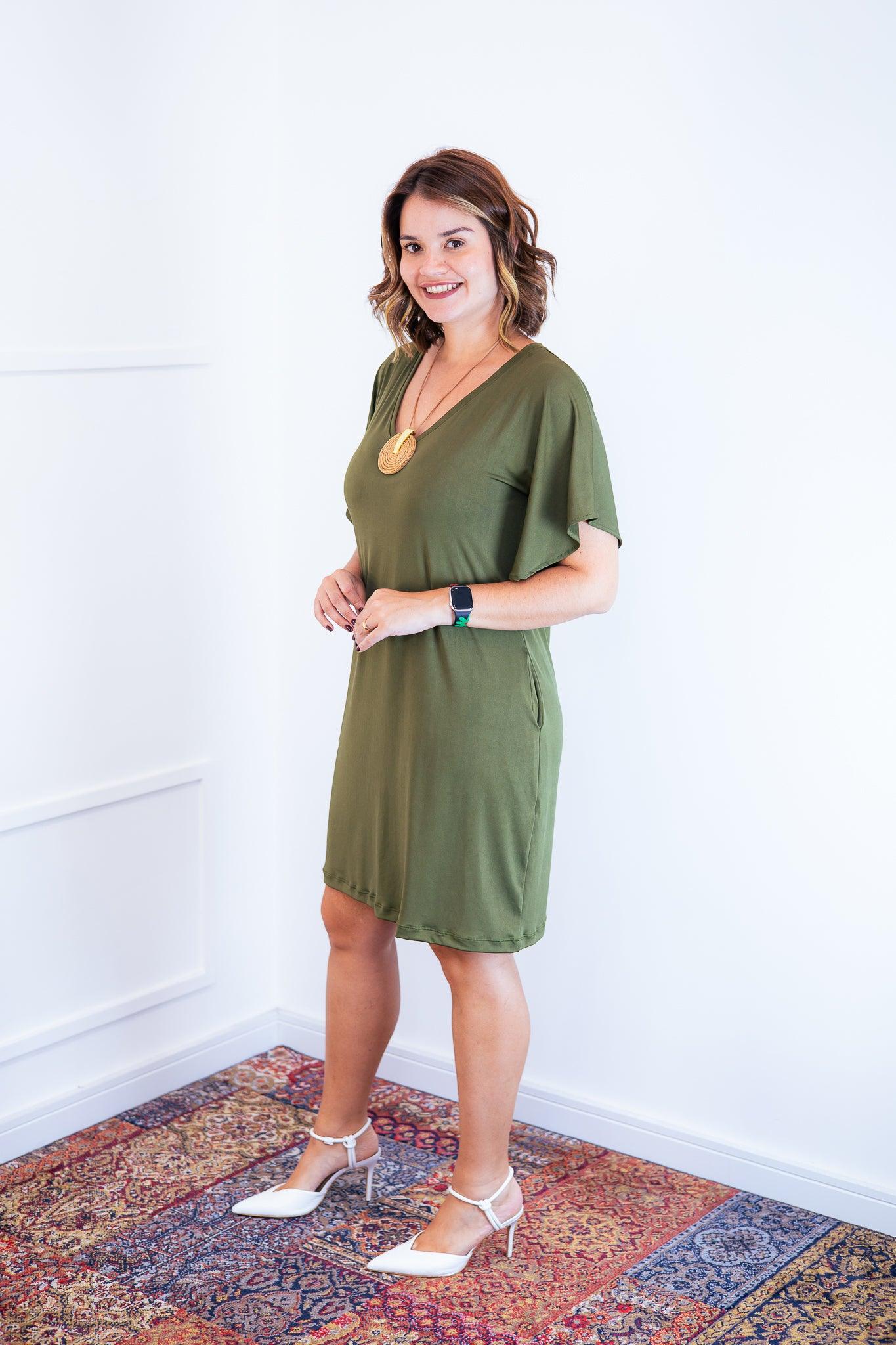 Vestido Helena - Malha Confort Manga Morcego - Bazar Online