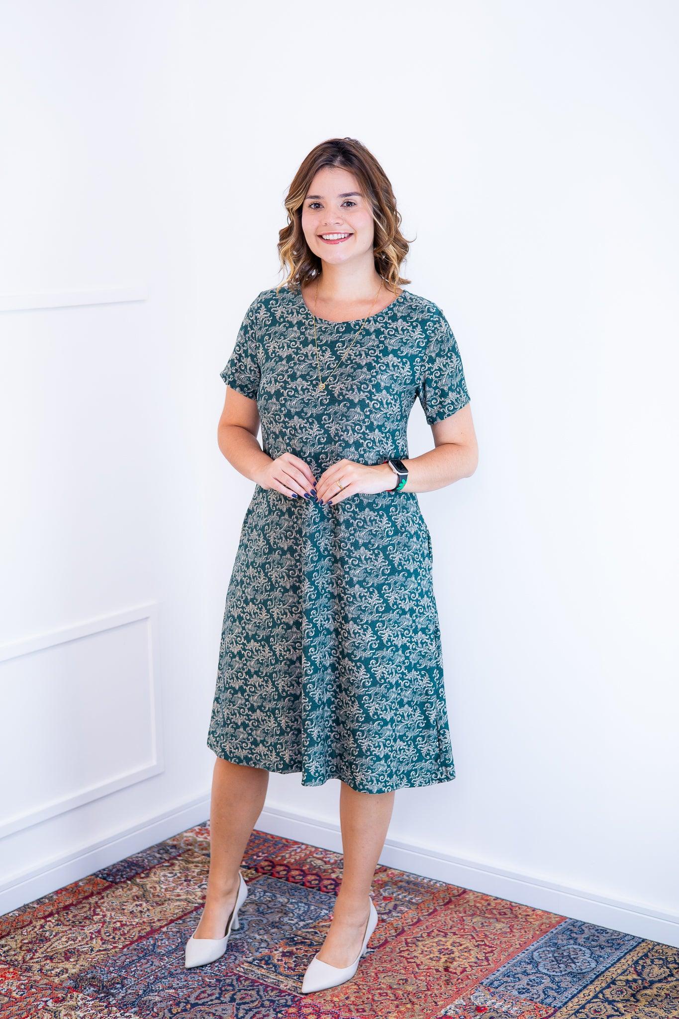 Vestido Sara - Malha Confort Midi com Manga - Bazar Online