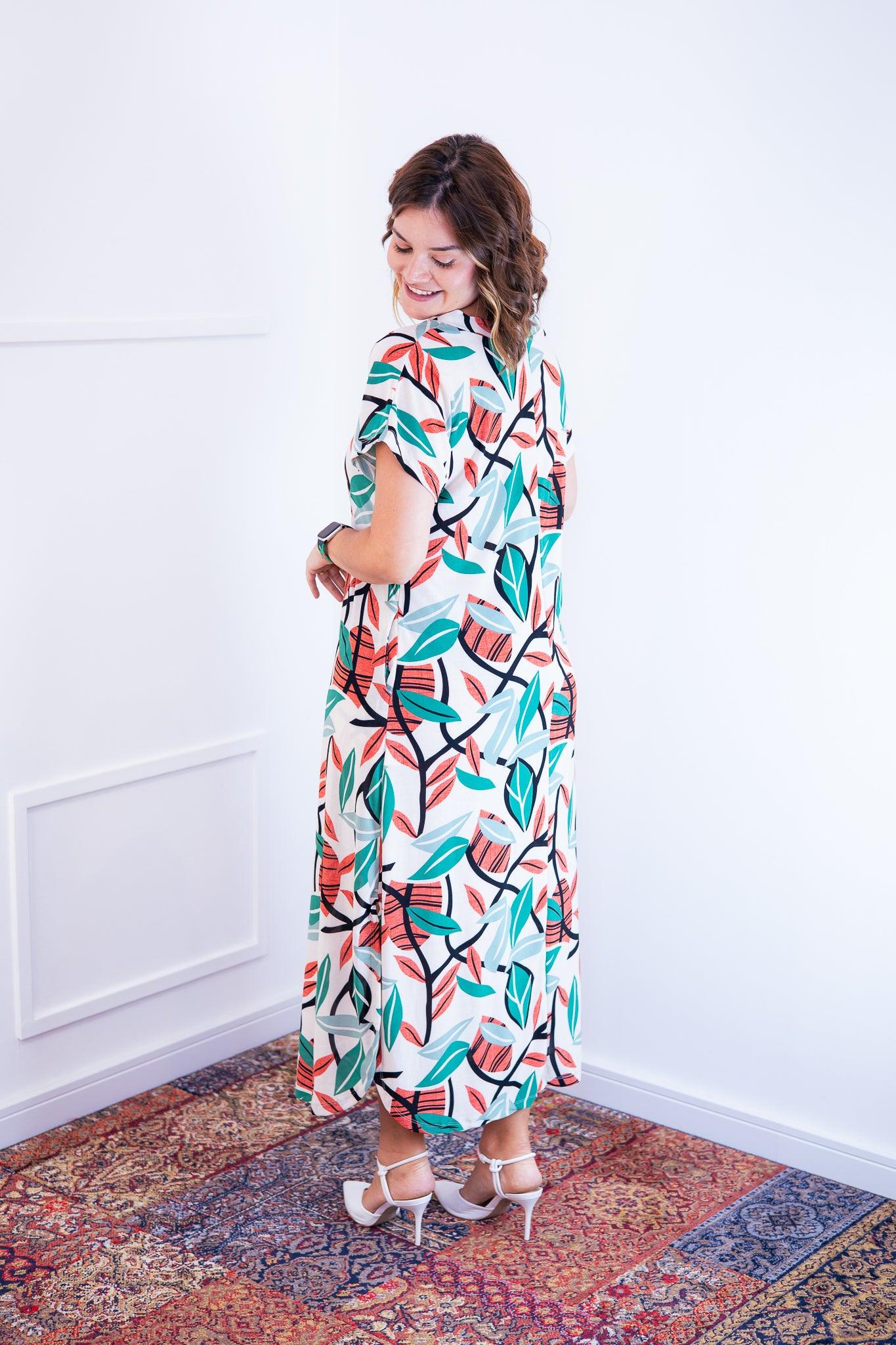 Vestido Antonella - Decote V e Fendas Laterais em Malha Confort - Bazar Online