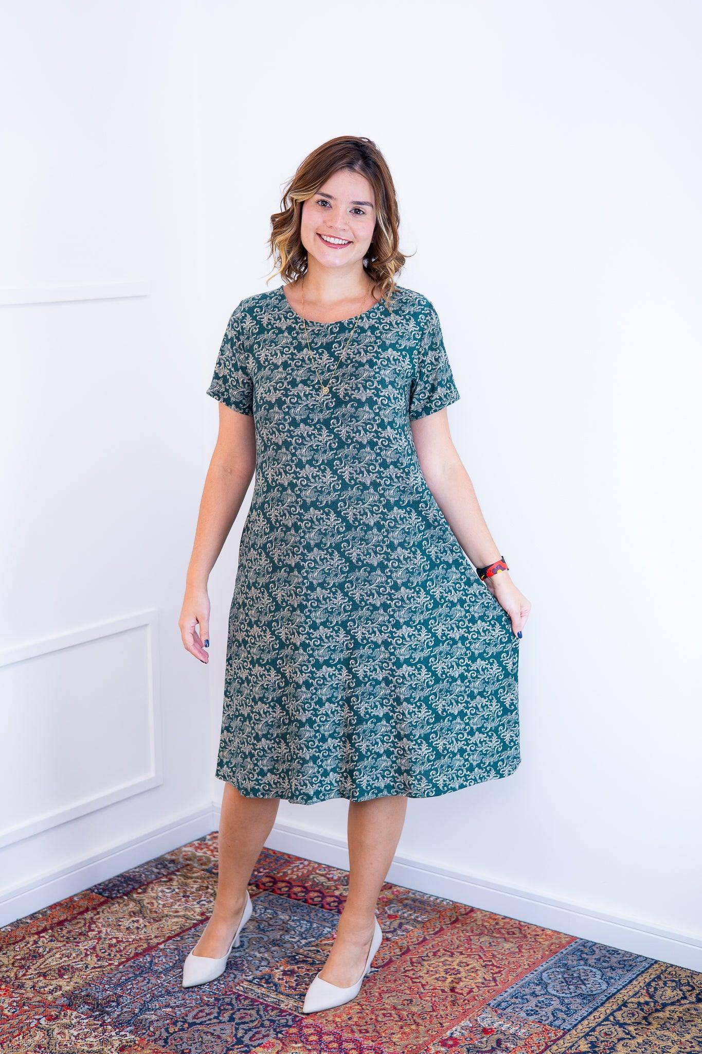 Vestido Sara - Malha Confort Midi com Manga - Bazar Online