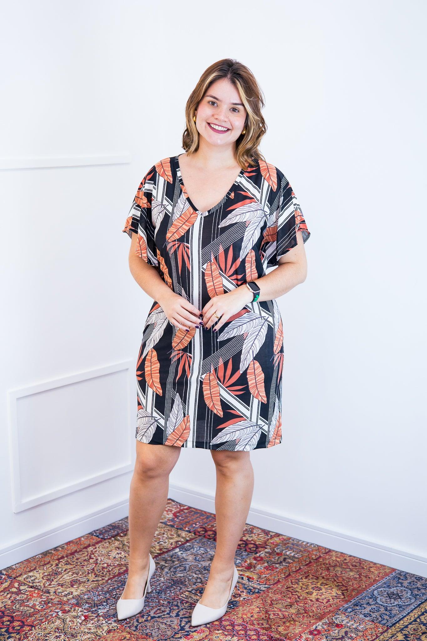 Vestido Helena - Malha Confort Manga Morcego - Bazar Online