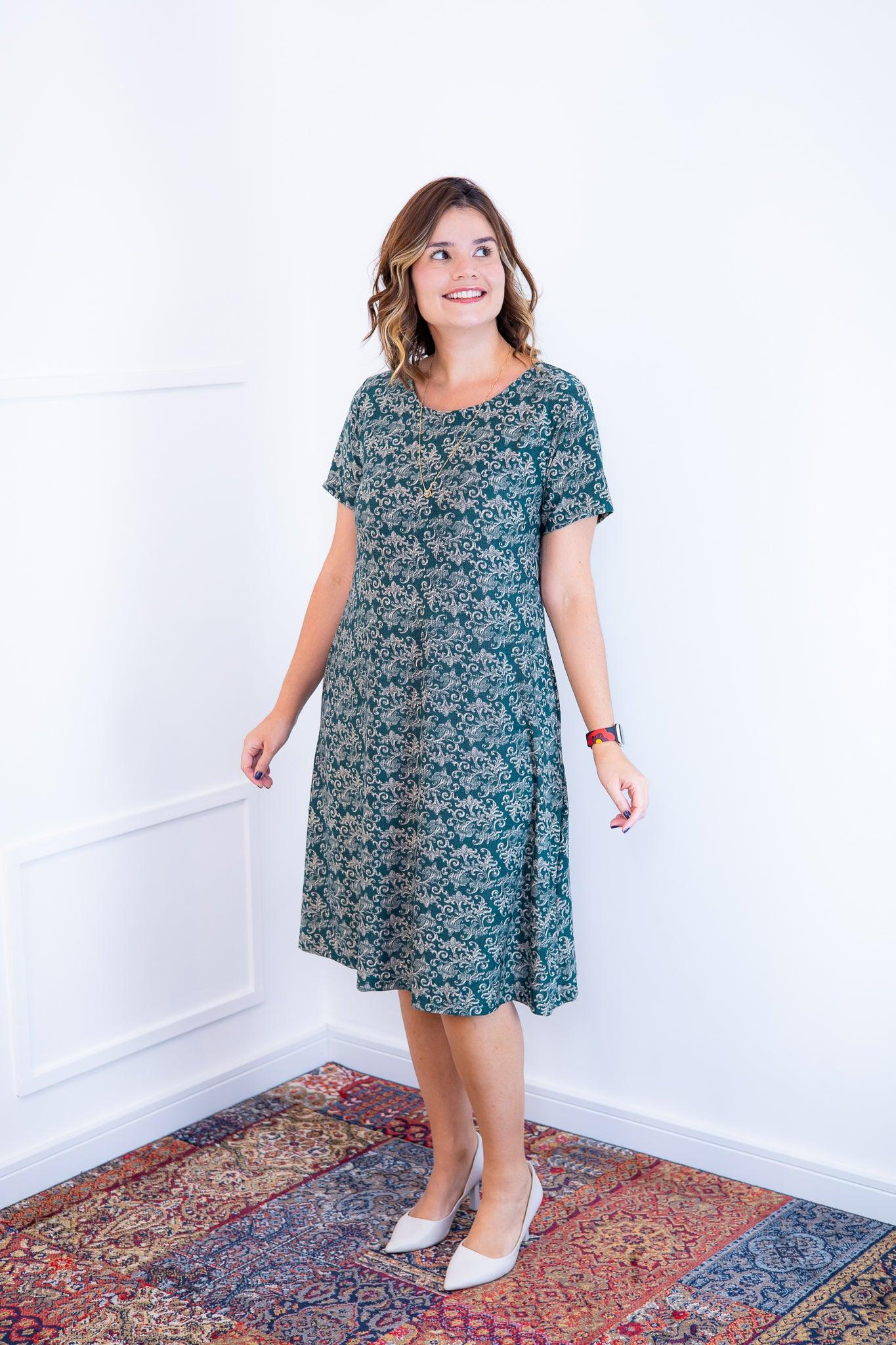 Vestido Sara - Malha Confort Midi com Manga - Bazar Online