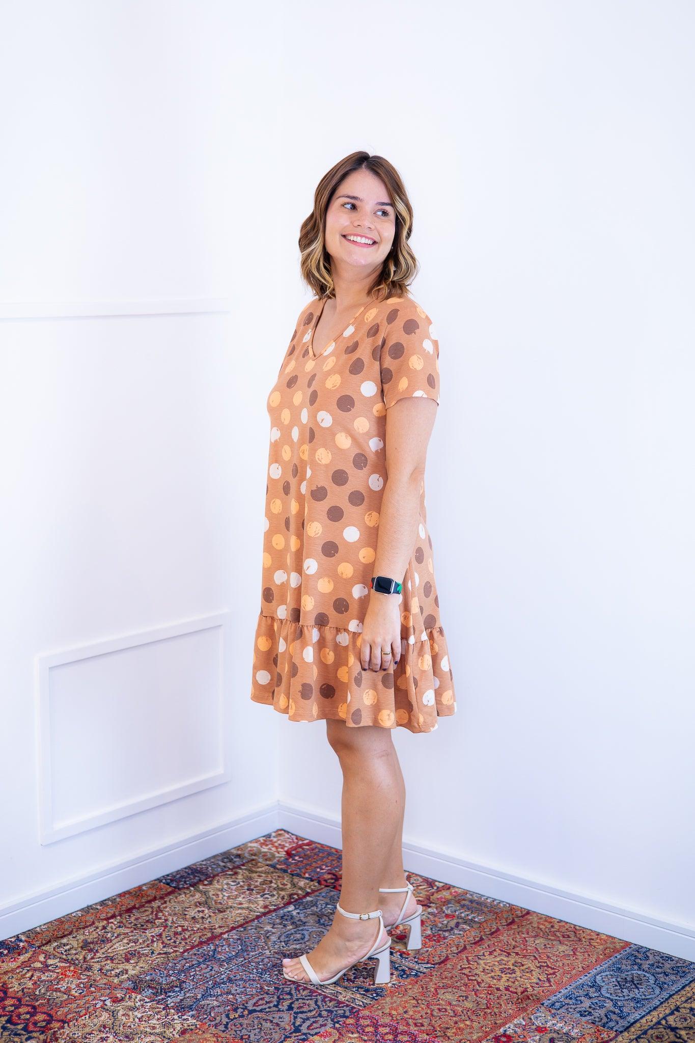 Vestido Verona - Babado Gola V e Manga Curta - Bazar Online