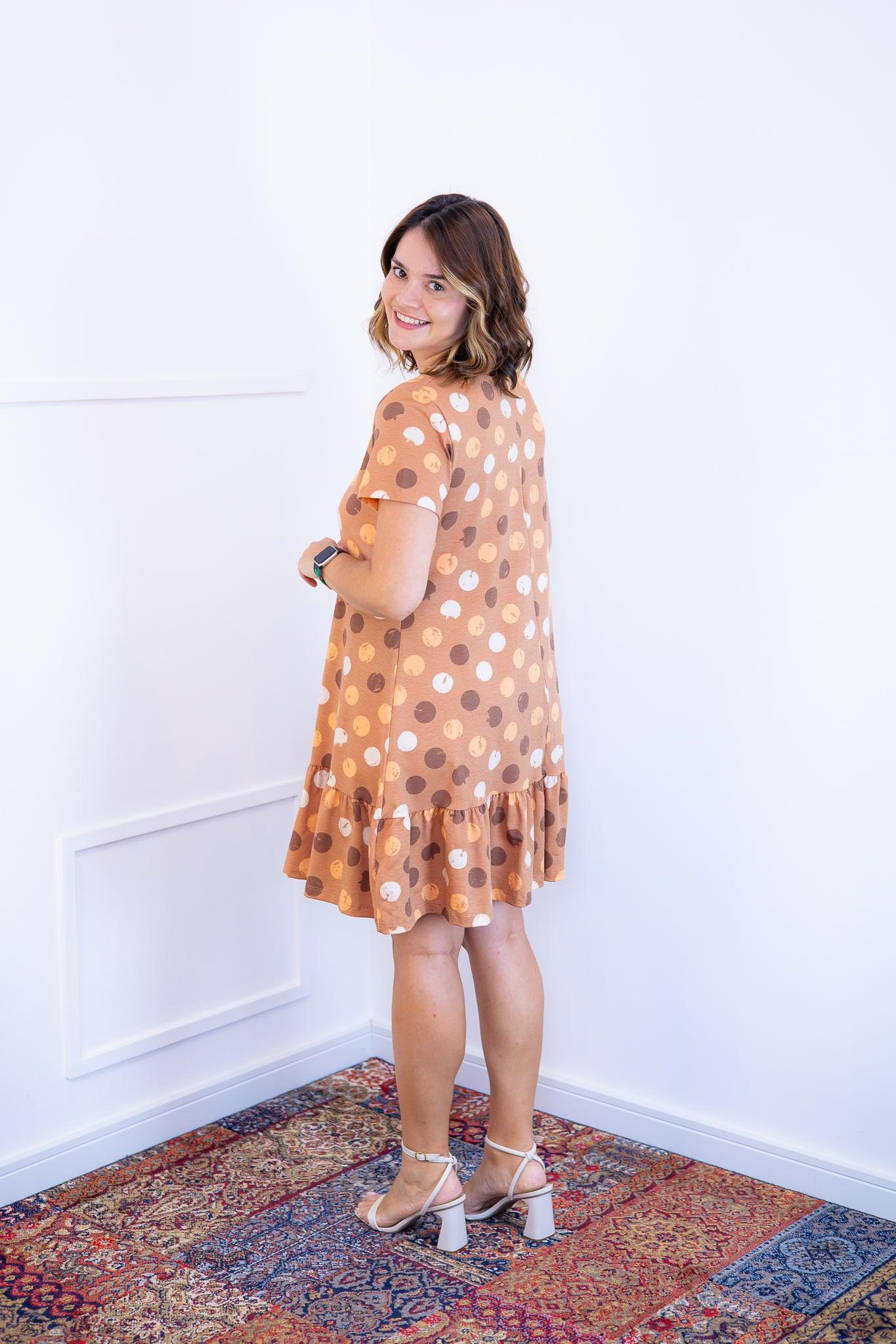 Vestido Verona - Babado Gola V e Manga Curta - Bazar Online