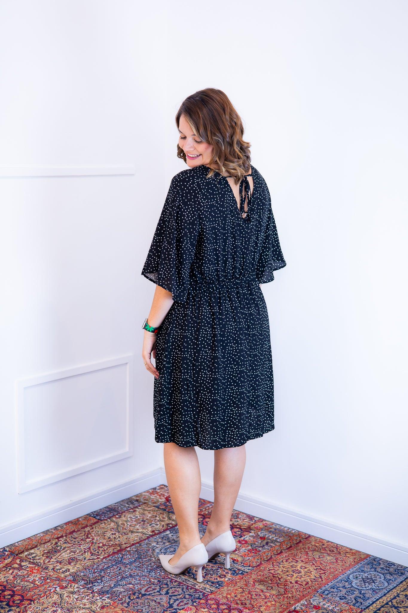 Vestido Sabrina - Decote V Manga Morcego em Viscolinho - Bazar Online