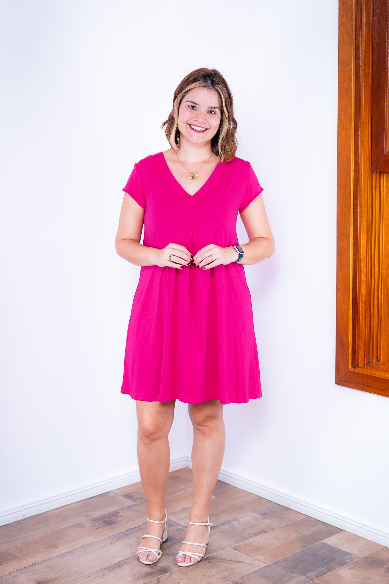 Vestido Laura - Evasê Decote V em Viscolycra - Bazar Online