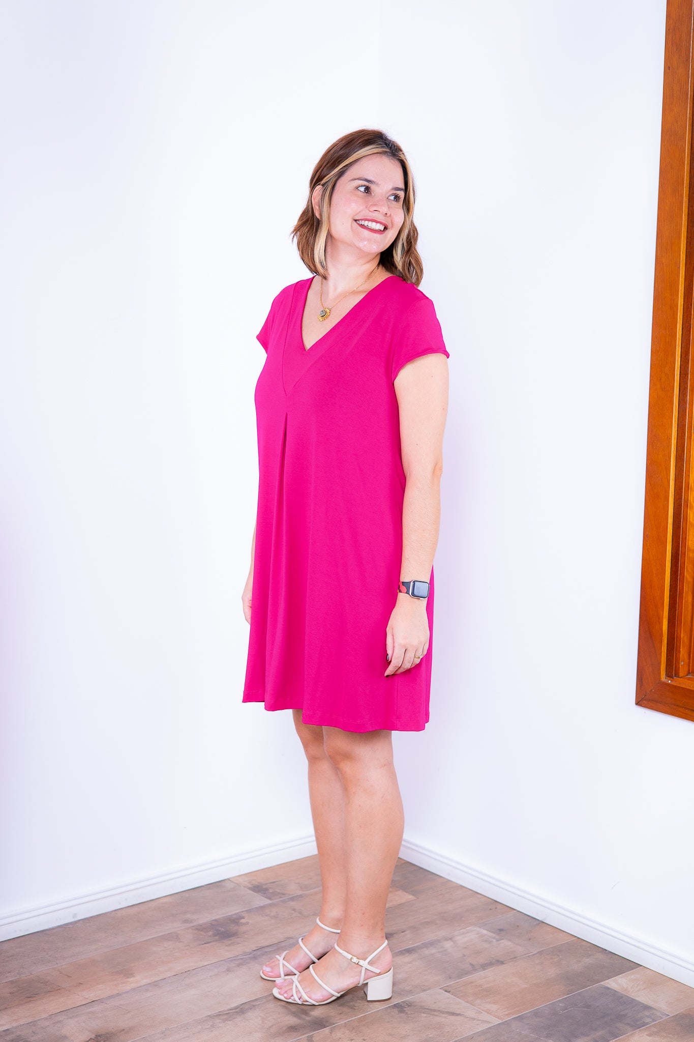 Vestido Laura - Evasê Decote V em Viscolycra - Bazar Online