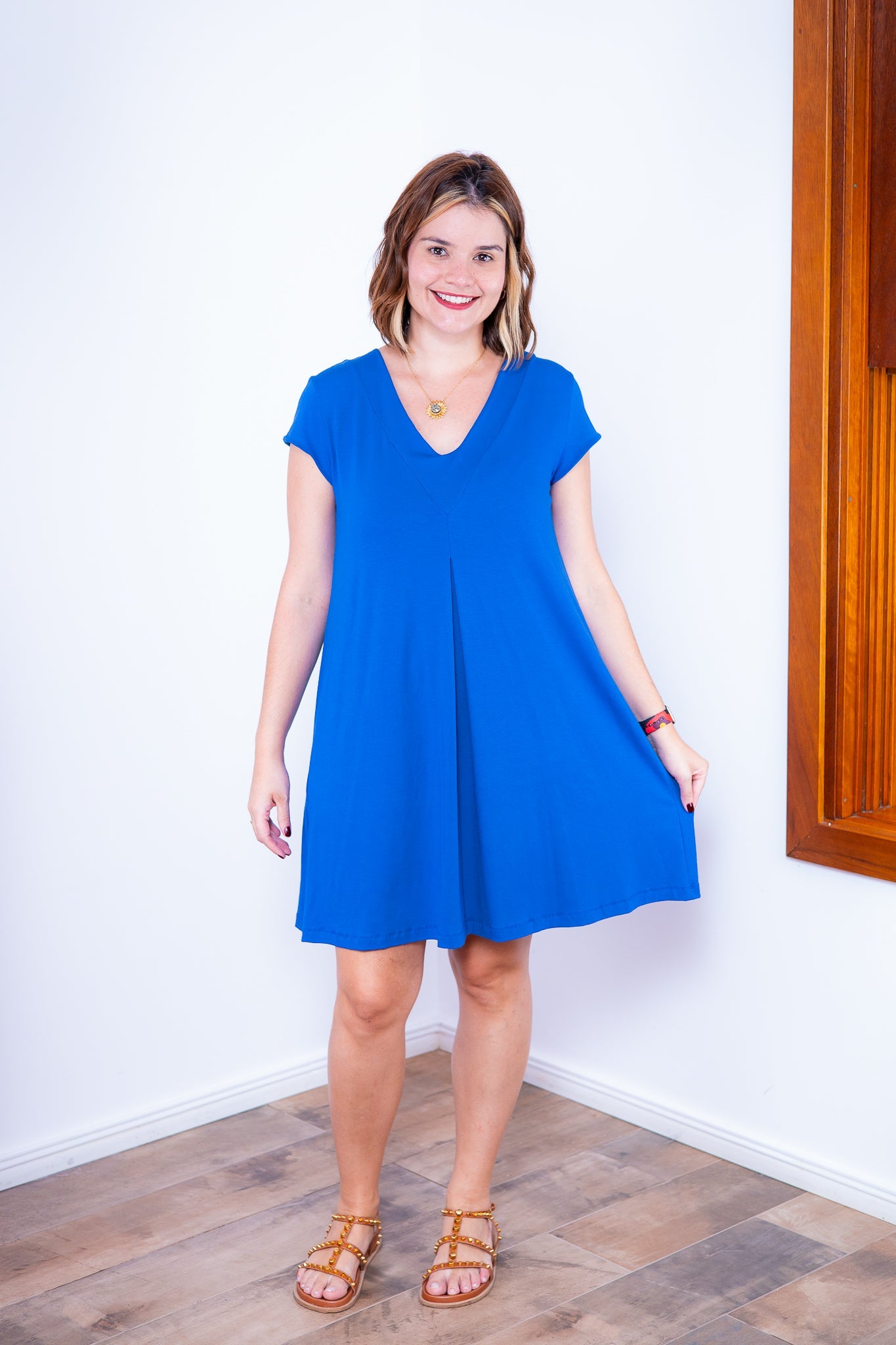 Vestido Laura - Evasê Decote V em Viscolycra - Bazar Online