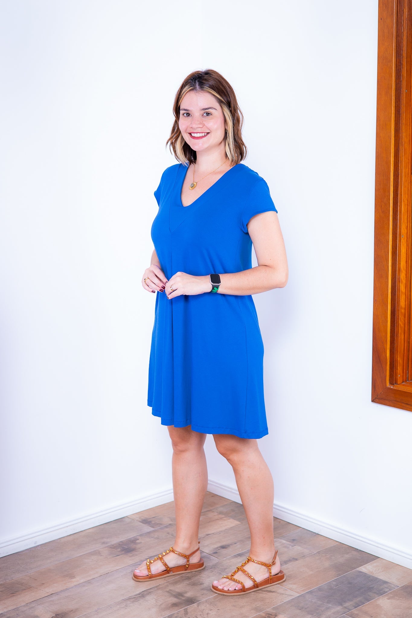 Vestido Laura - Evasê Decote V em Viscolycra - Bazar Online