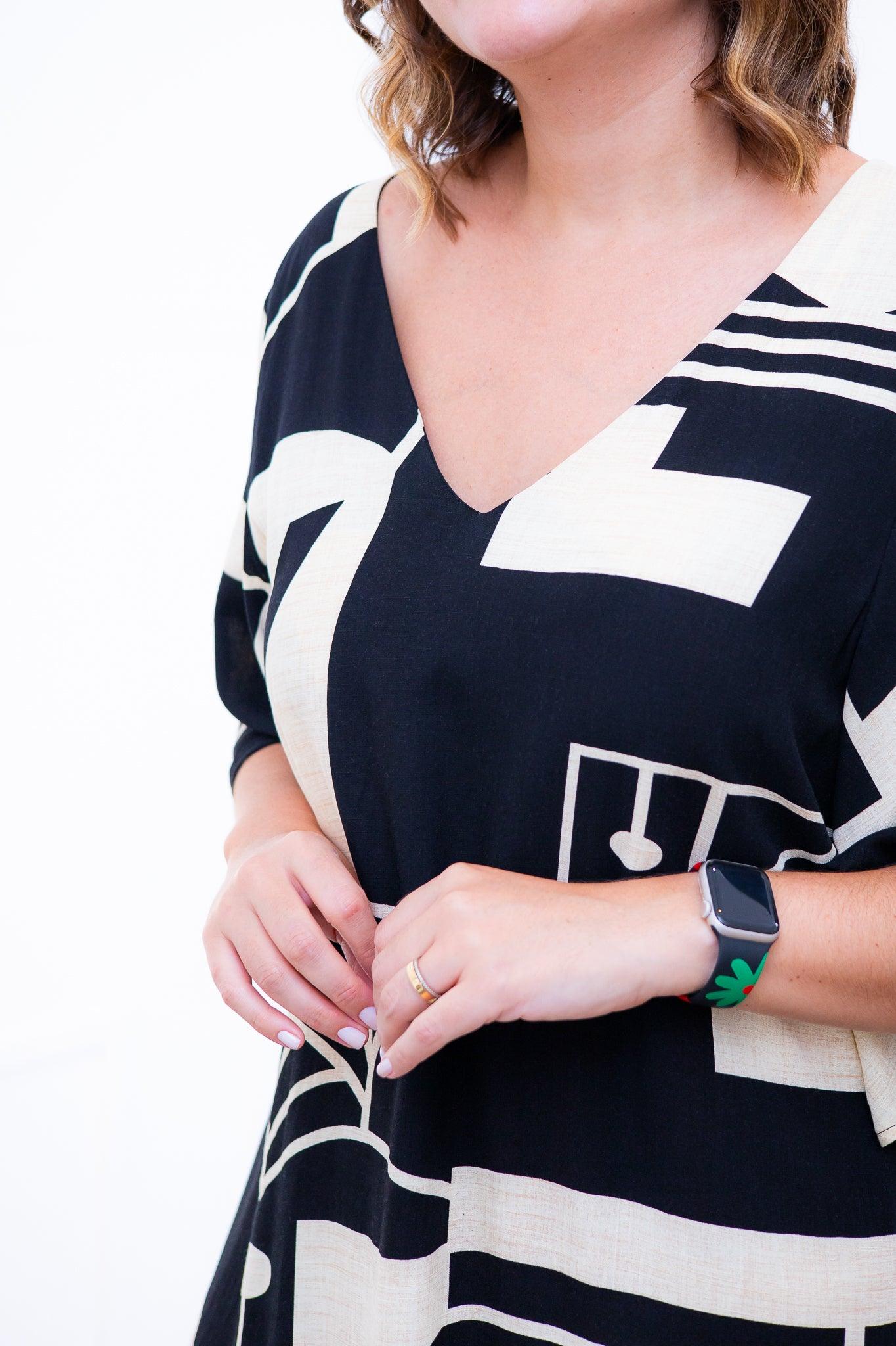 Vestido Sabrina - Decote V Manga Morcego em Viscolinho - Bazar Online