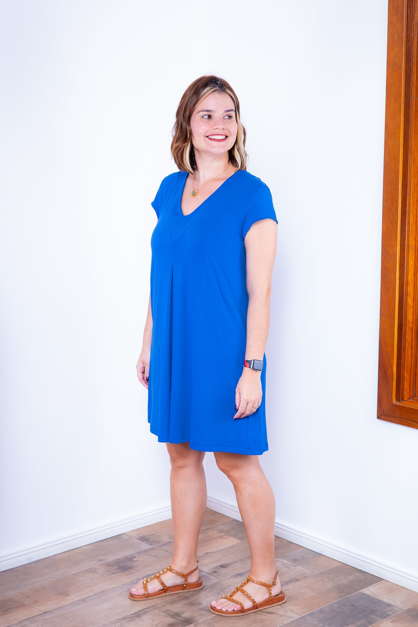 Vestido Laura - Evasê Decote V em Viscolycra - Bazar Online