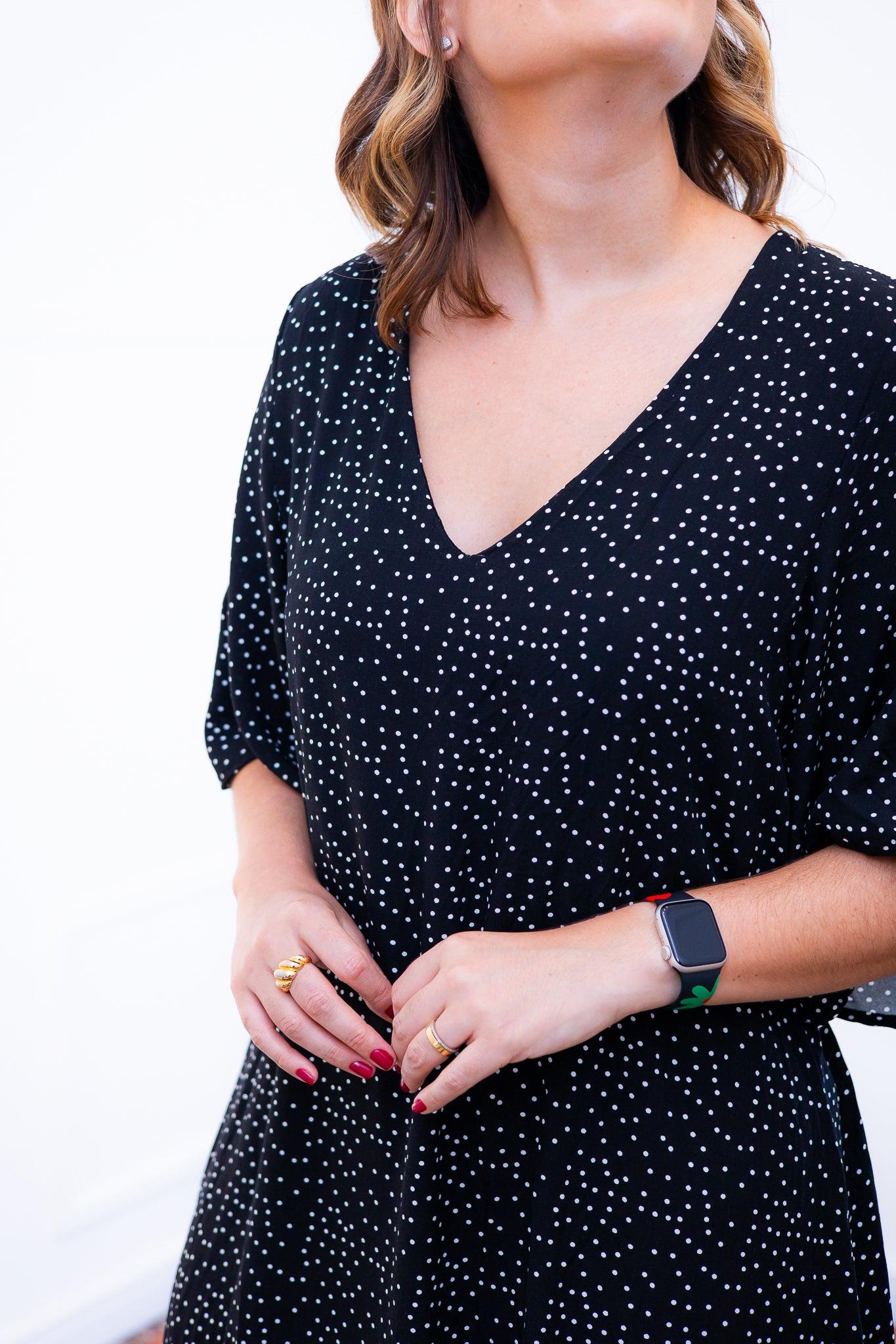 Vestido Sabrina - Decote V Manga Morcego em Viscolinho - Bazar Online