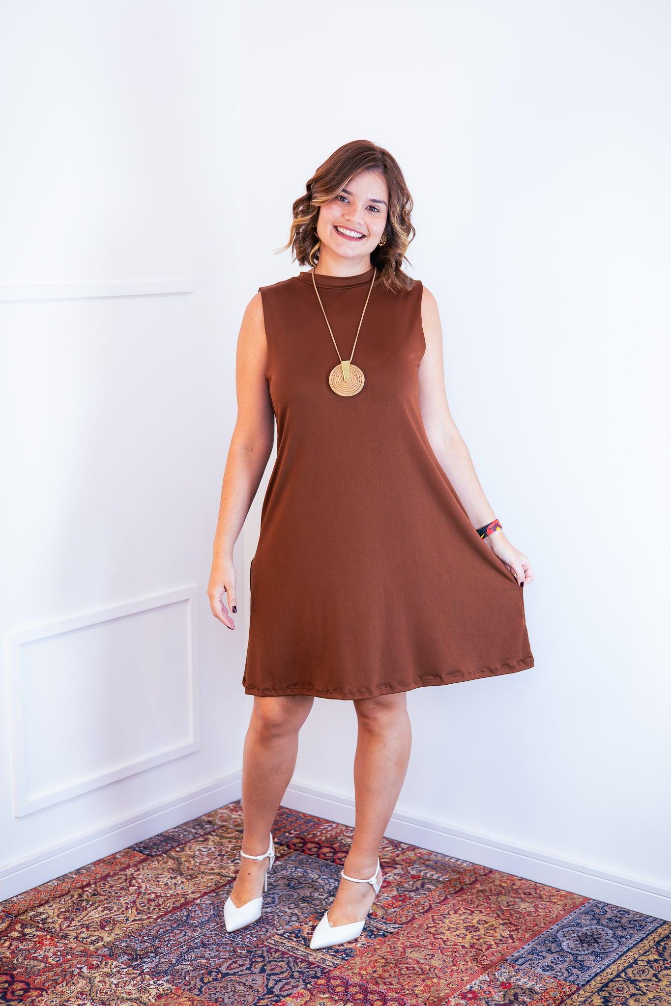 Vestido Emily -  Regata de Amarrar nas Costas em Malha Confort - Bazar Online