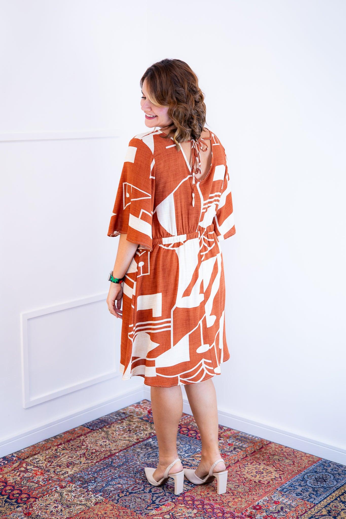 Vestido Sabrina - Decote V Manga Morcego em Viscolinho - Bazar Online