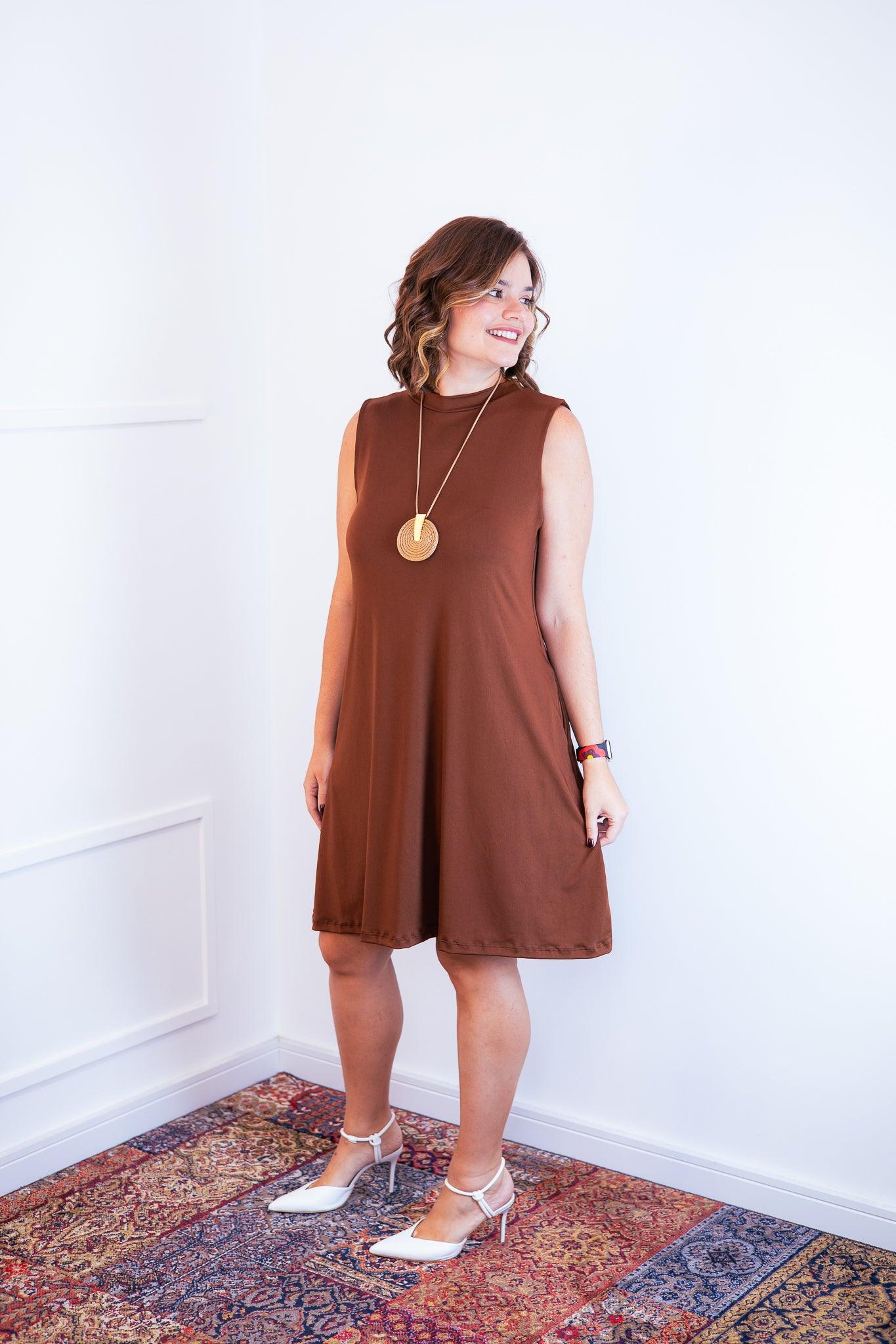 Vestido Emily -  Regata de Amarrar nas Costas em Malha Confort - Bazar Online