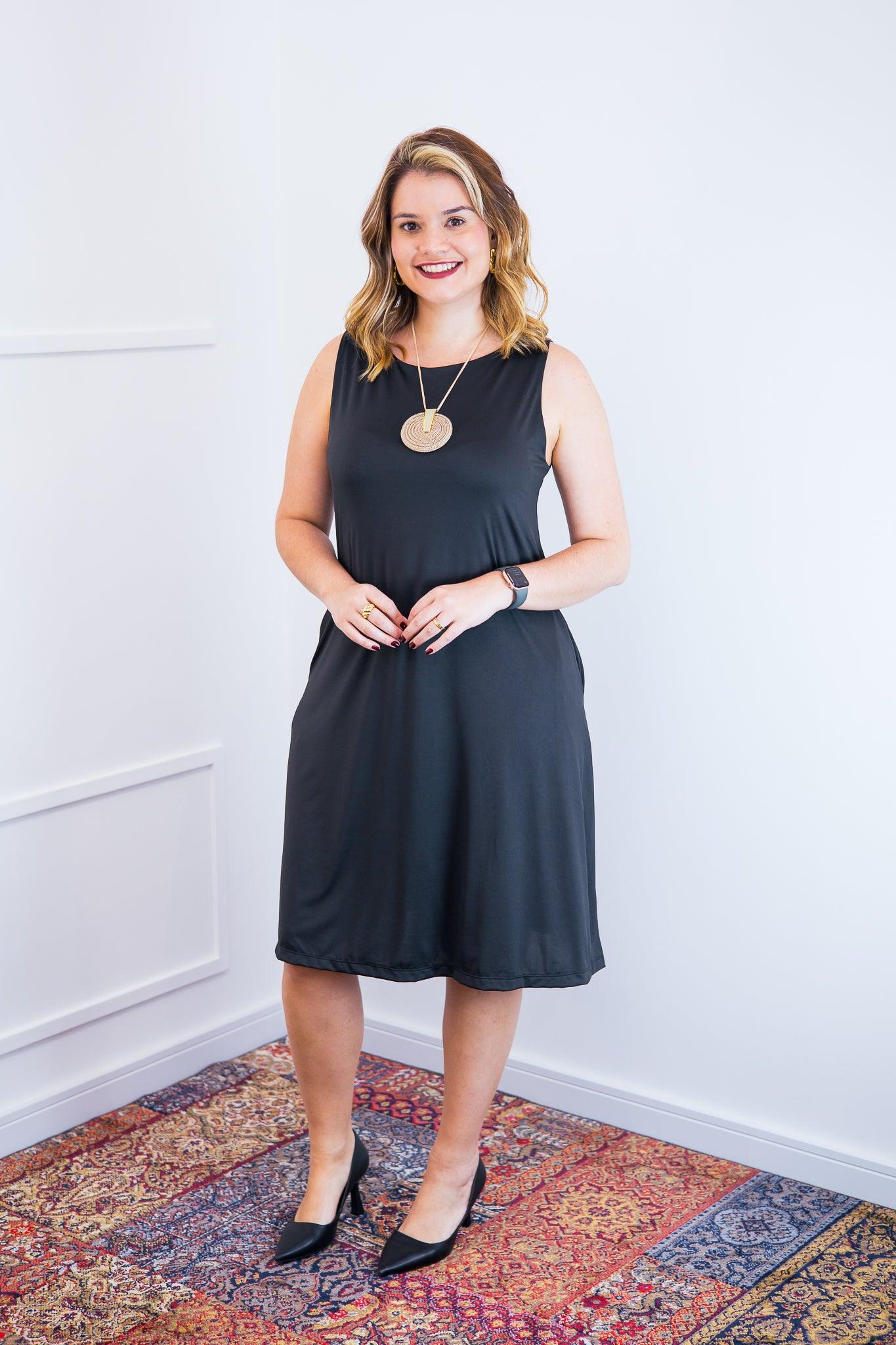 Vestido Sofia - Malha Confort Regata Midi - Bazar Online