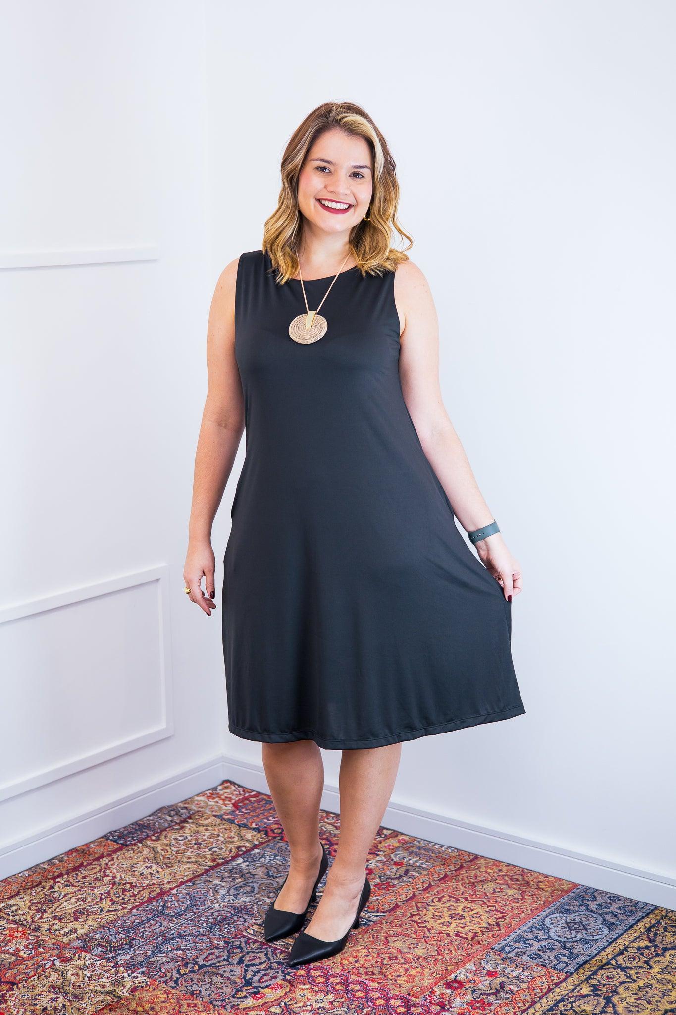 Vestido Sofia - Malha Confort Regata Midi - Bazar Online