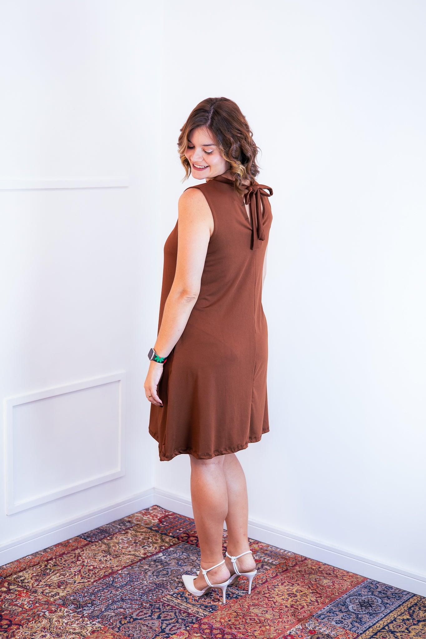 Vestido Emily -  Regata de Amarrar nas Costas em Malha Confort - Bazar Online