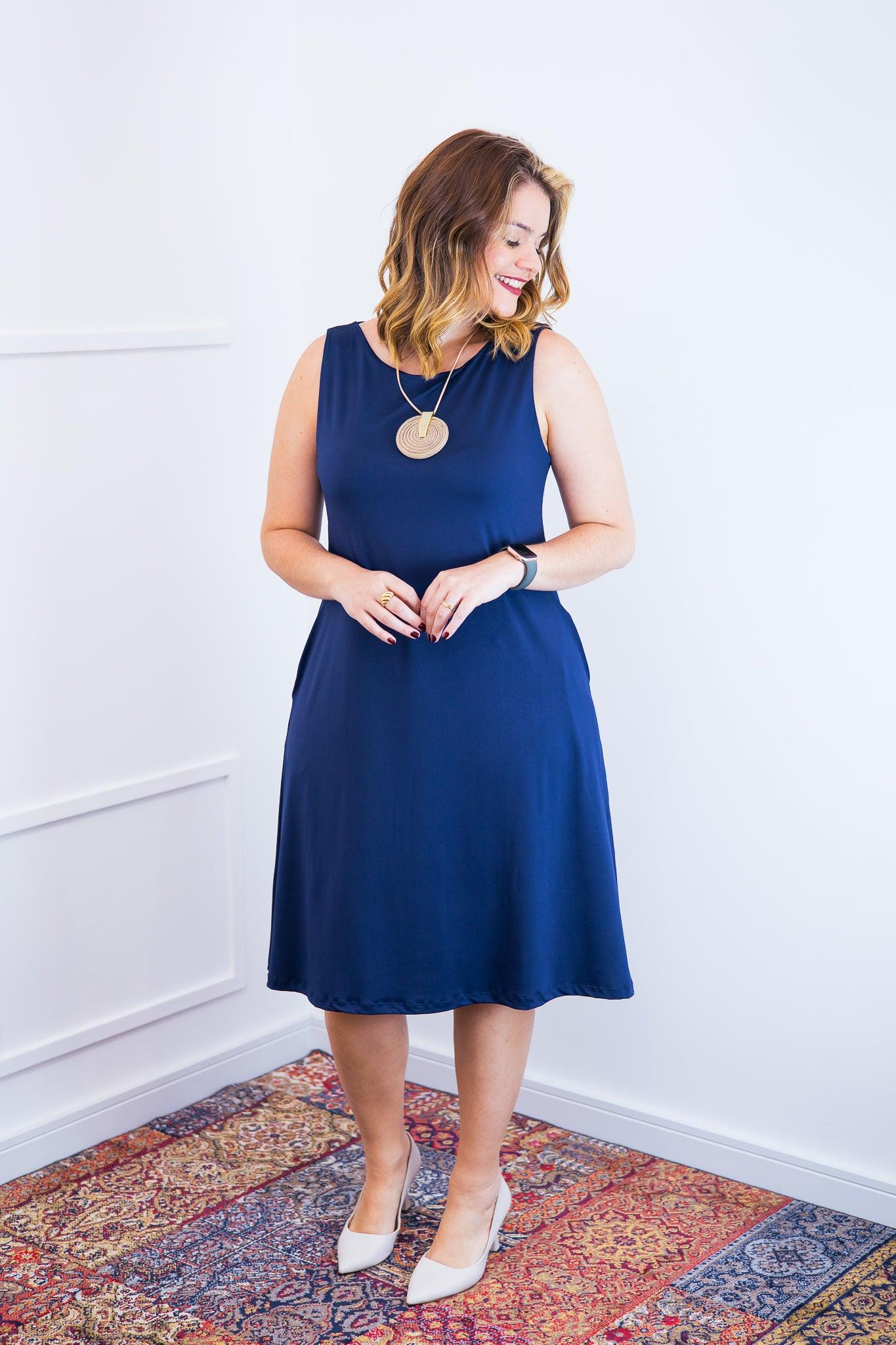 Vestido Sofia - Malha Confort Regata Midi - Bazar Online