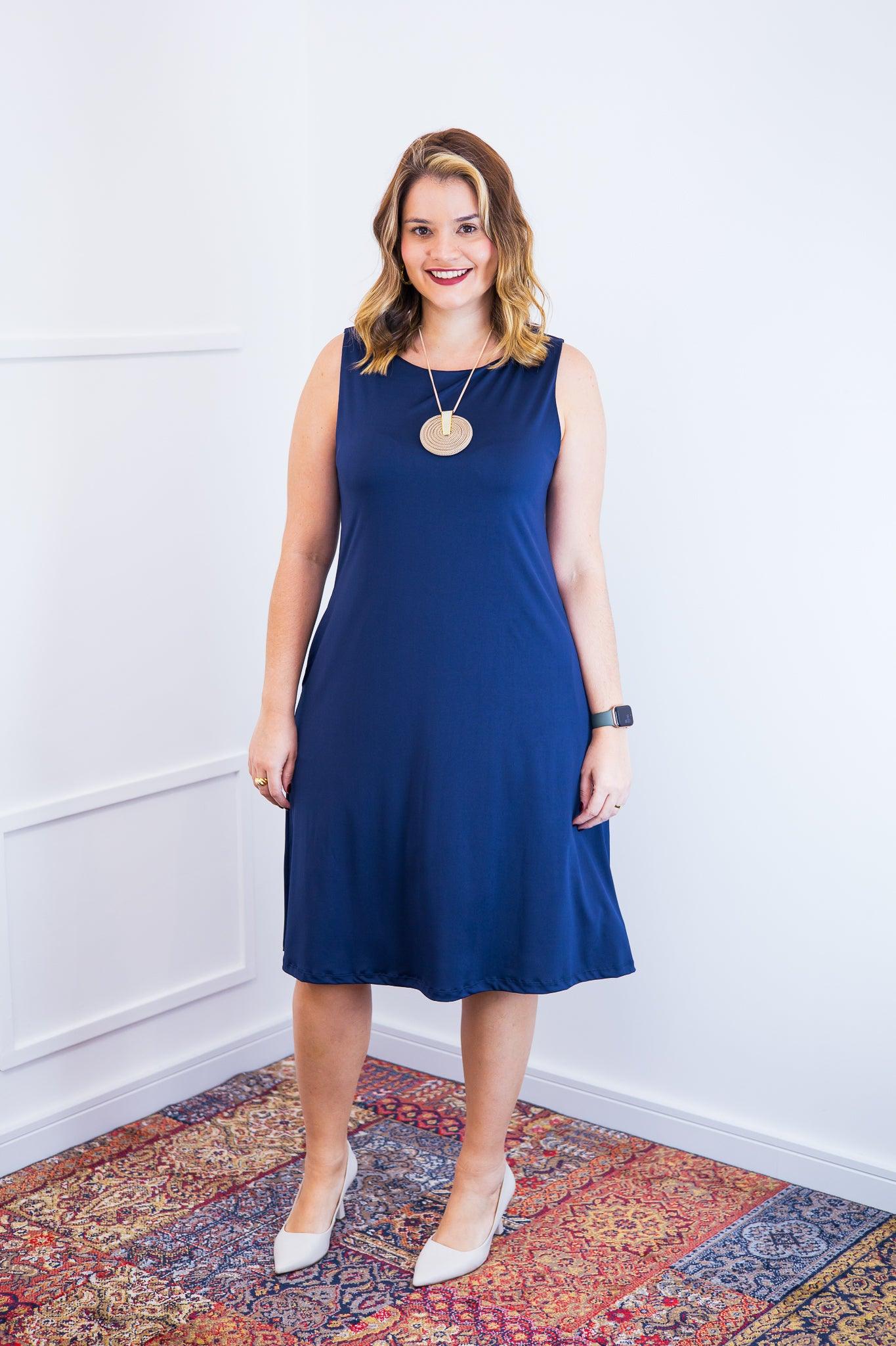 Vestido Sofia - Malha Confort Regata Midi - Bazar Online