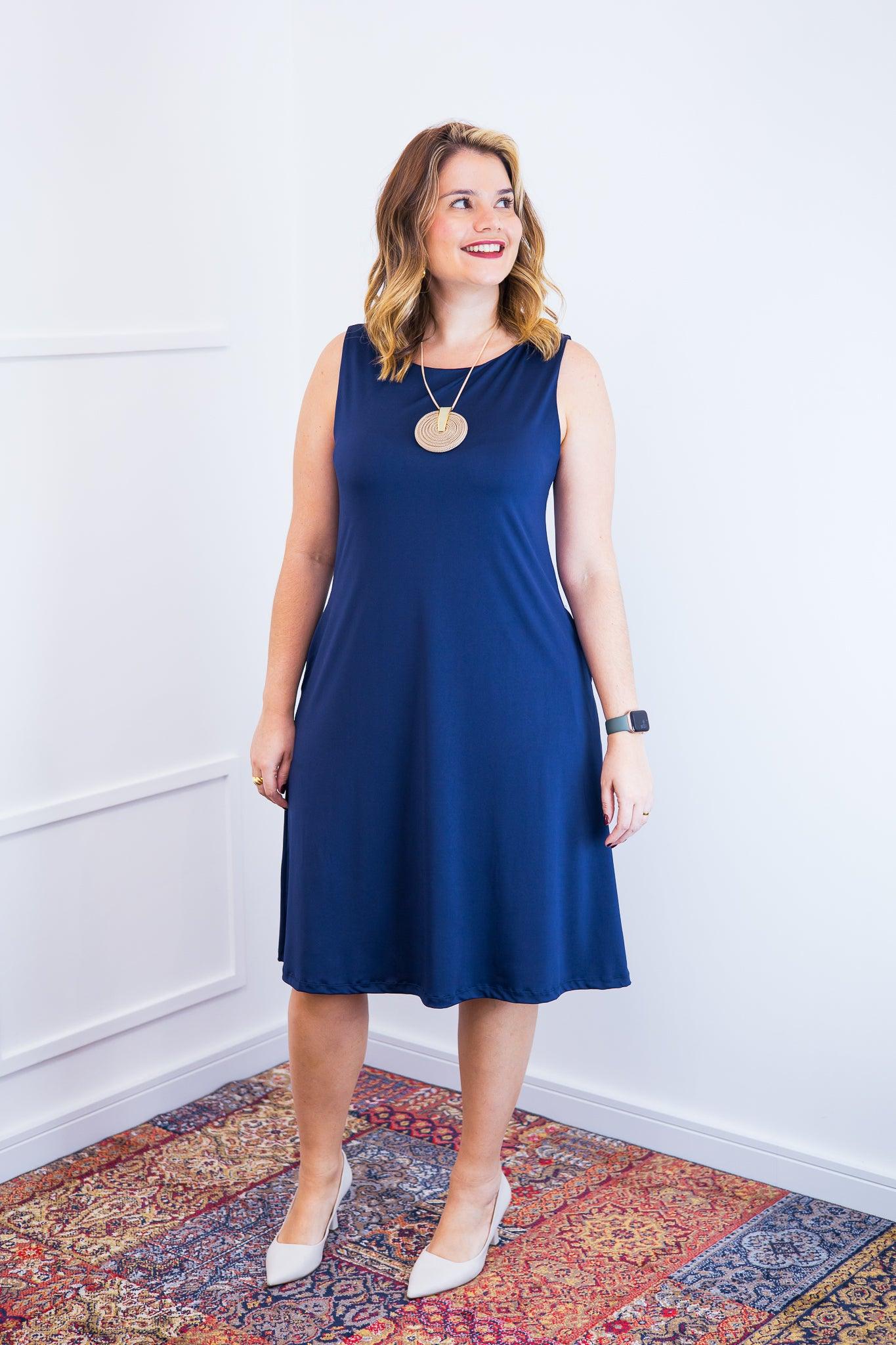 Vestido Sofia - Malha Confort Regata Midi - Bazar Online