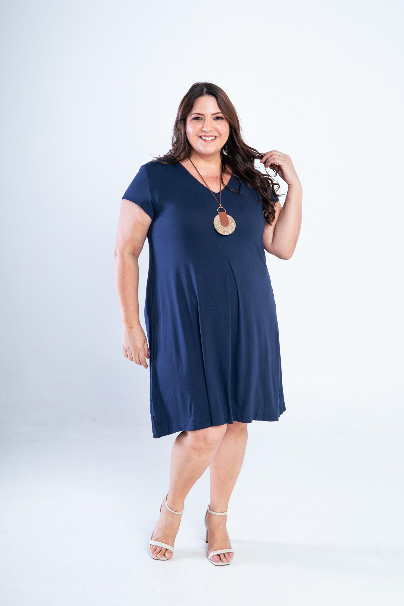 Vestido Laura - Evasê Decote V em Viscolycra - Bazar Online