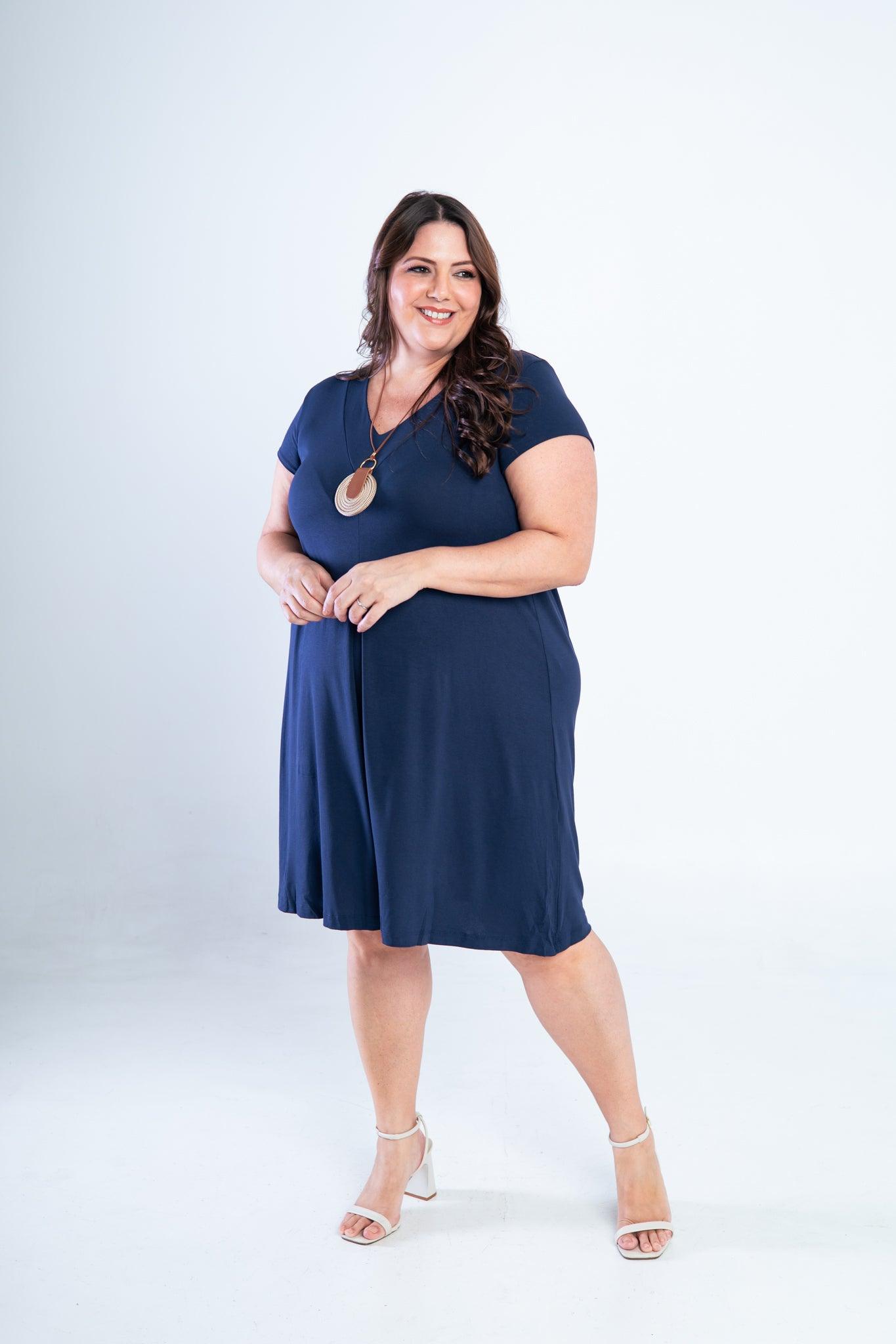 Vestido Laura - Evasê Decote V em Viscolycra - Bazar Online