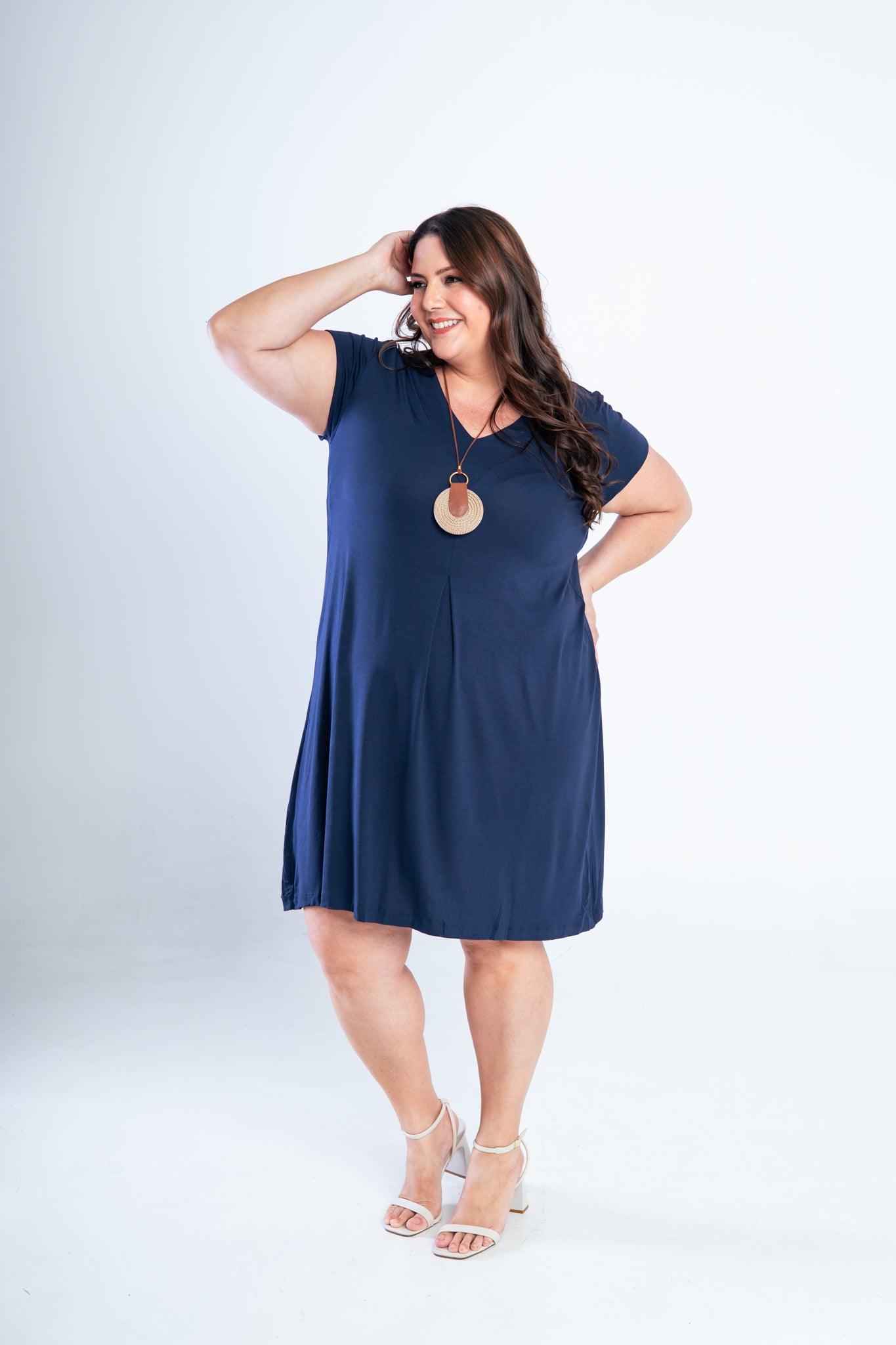 Vestido Laura - Evasê Decote V em Viscolycra - Bazar Online