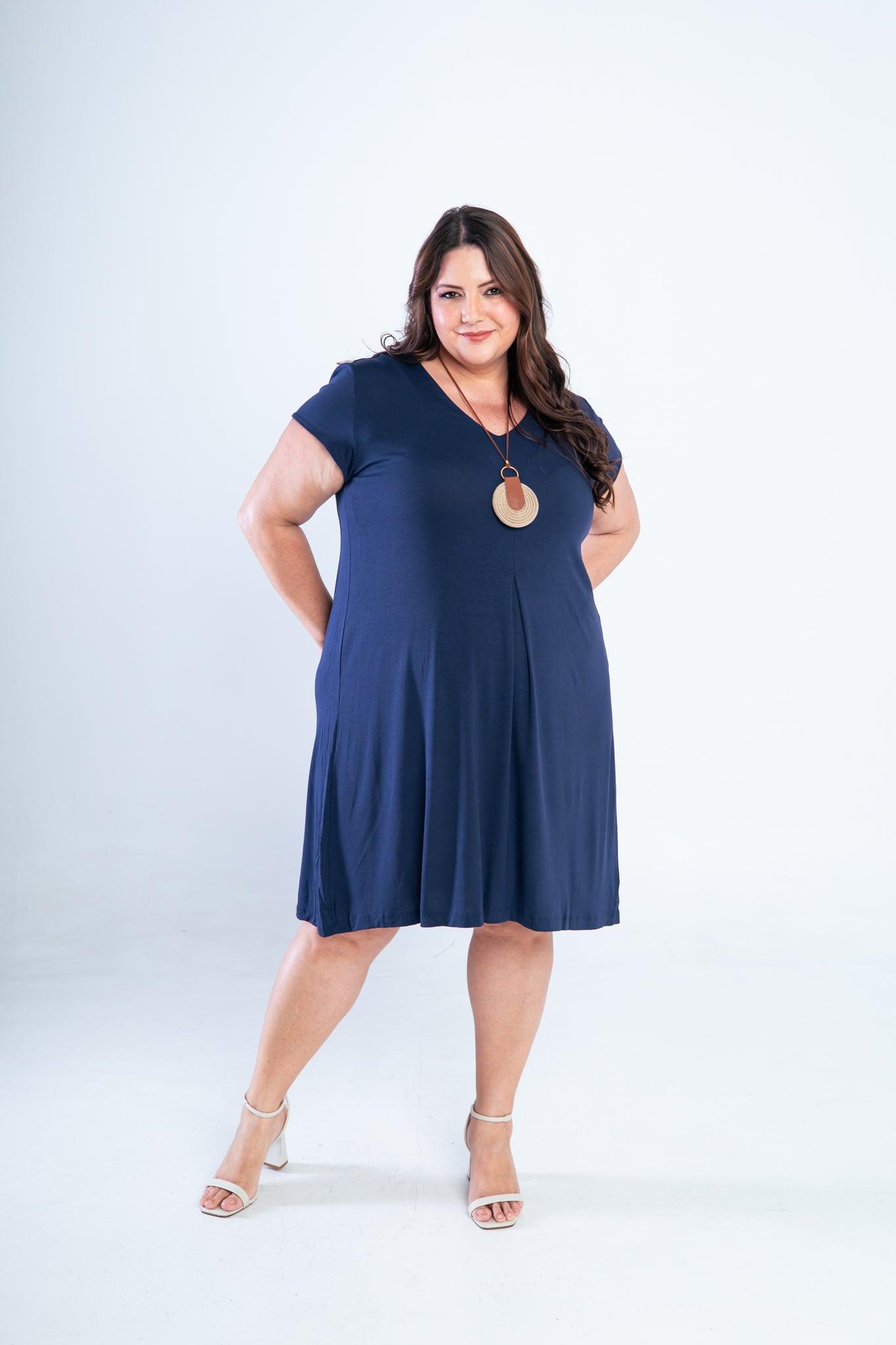 Vestido Laura - Evasê Decote V em Viscolycra - Bazar Online