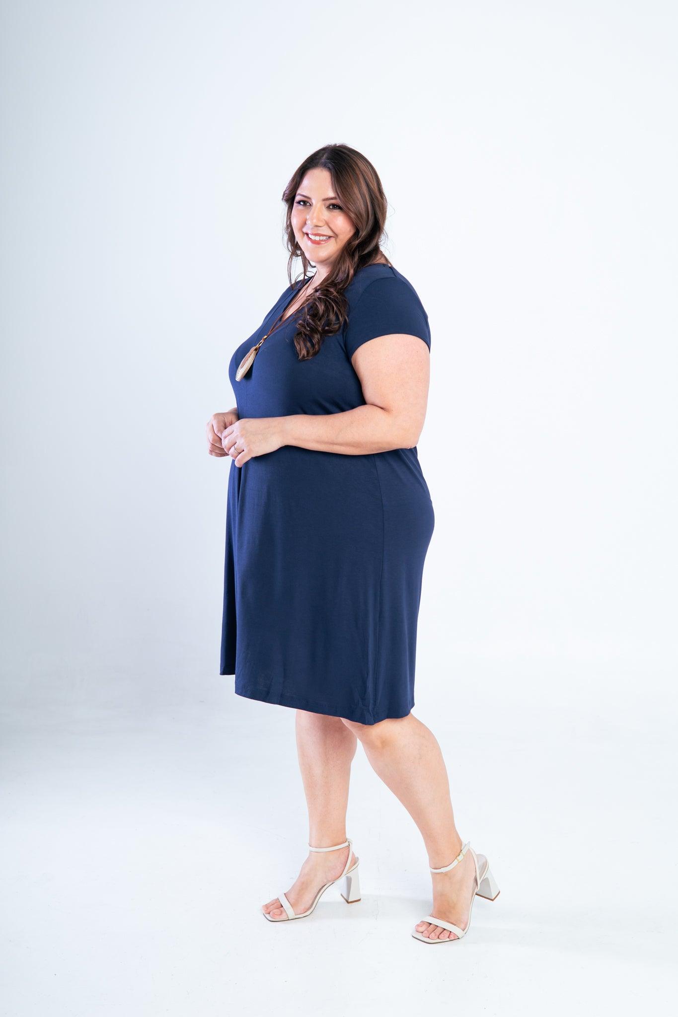 Vestido Laura - Evasê Decote V em Viscolycra - Bazar Online