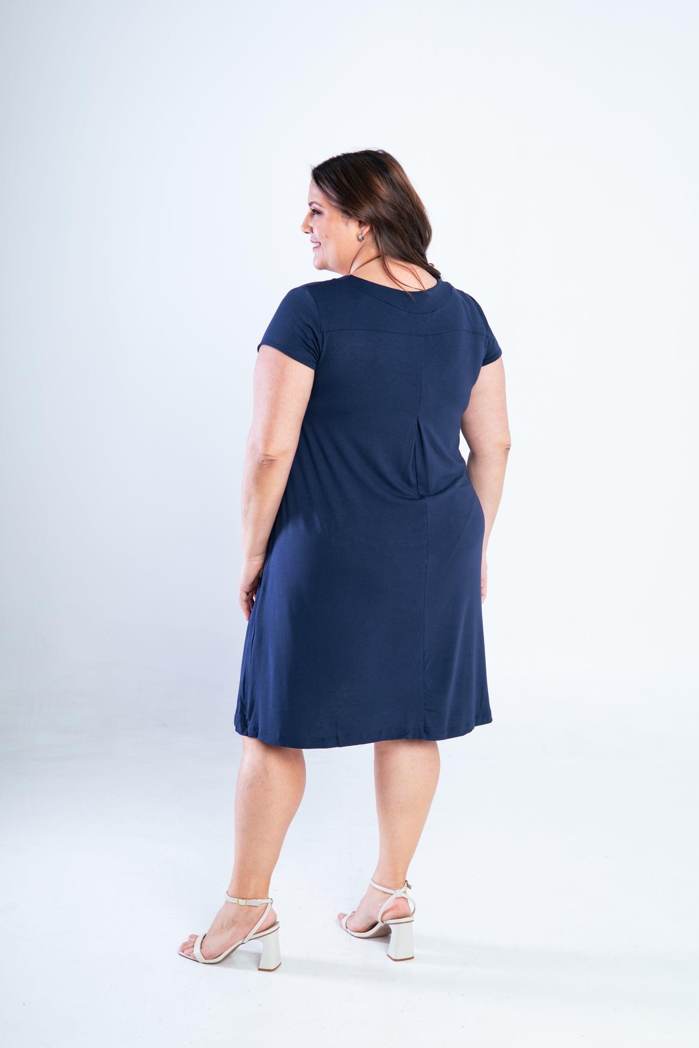 Vestido Laura - Evasê Decote V em Viscolycra - Bazar Online