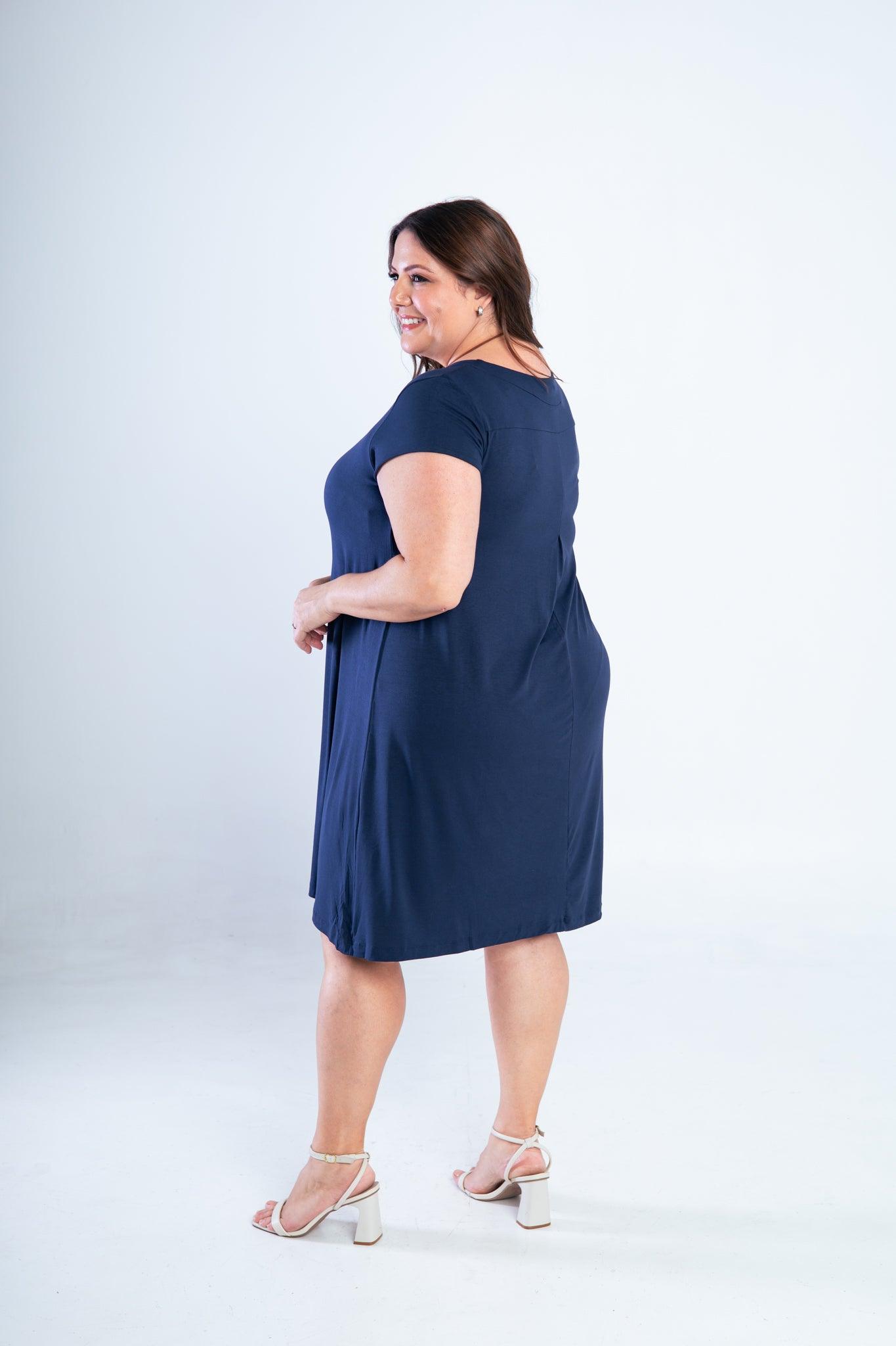 Vestido Laura - Evasê Decote V em Viscolycra - Bazar Online