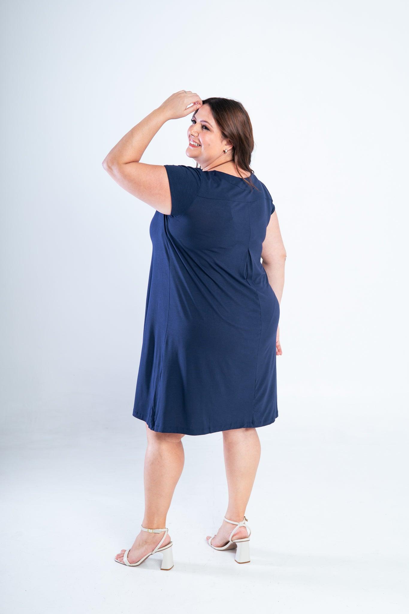 Vestido Laura - Evasê Decote V em Viscolycra - Bazar Online