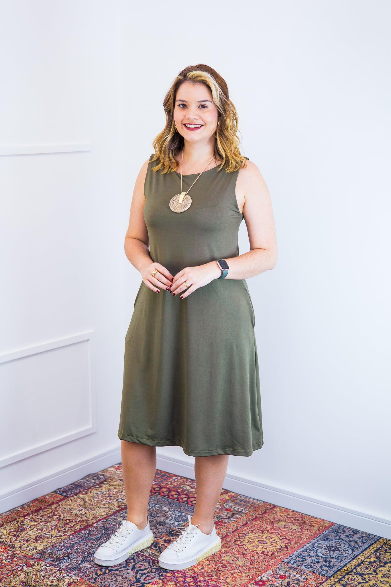 Vestido Sofia - Malha Confort Regata Midi - Bazar Online