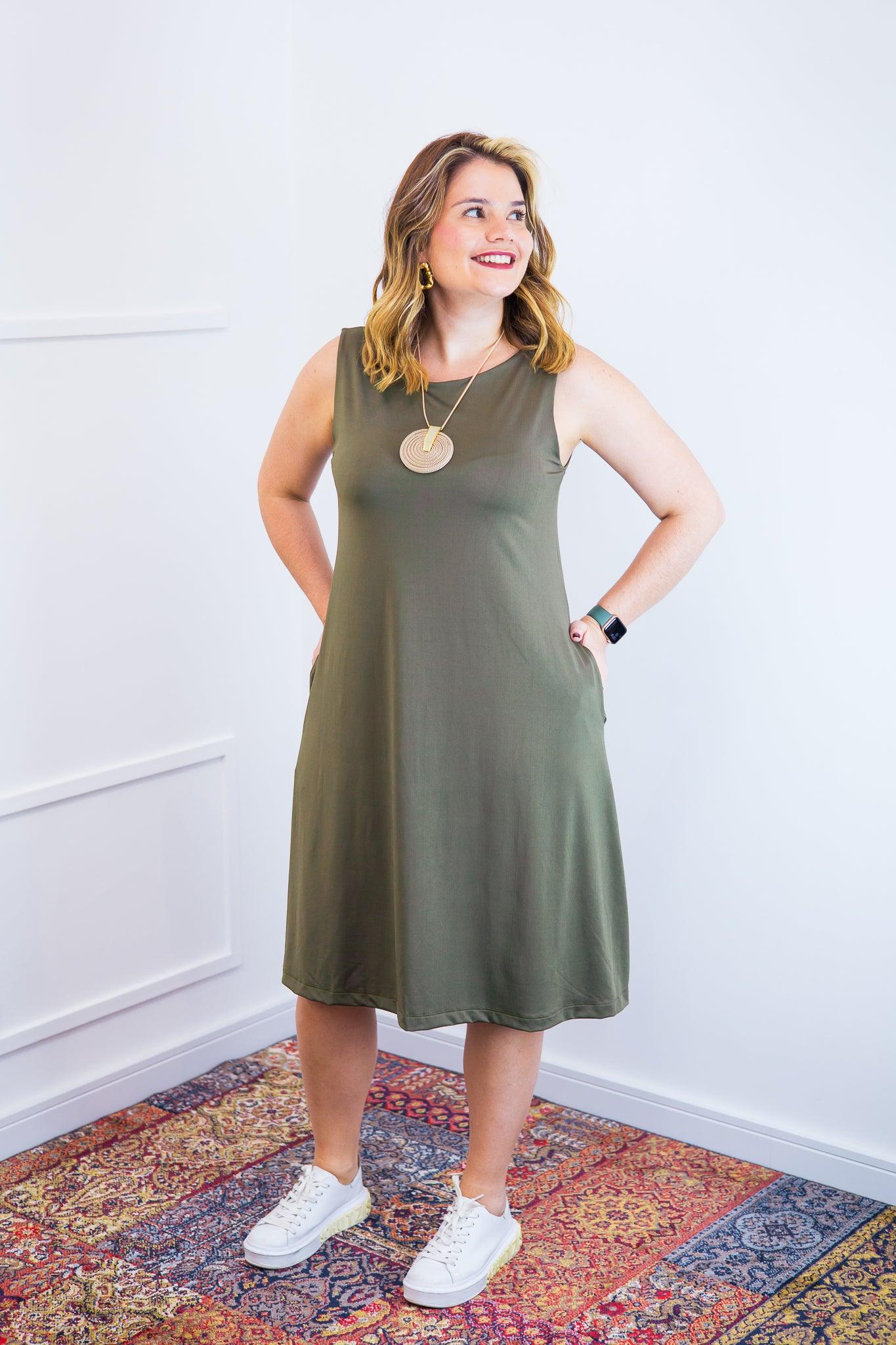 Vestido Sofia - Malha Confort Regata Midi - Bazar Online