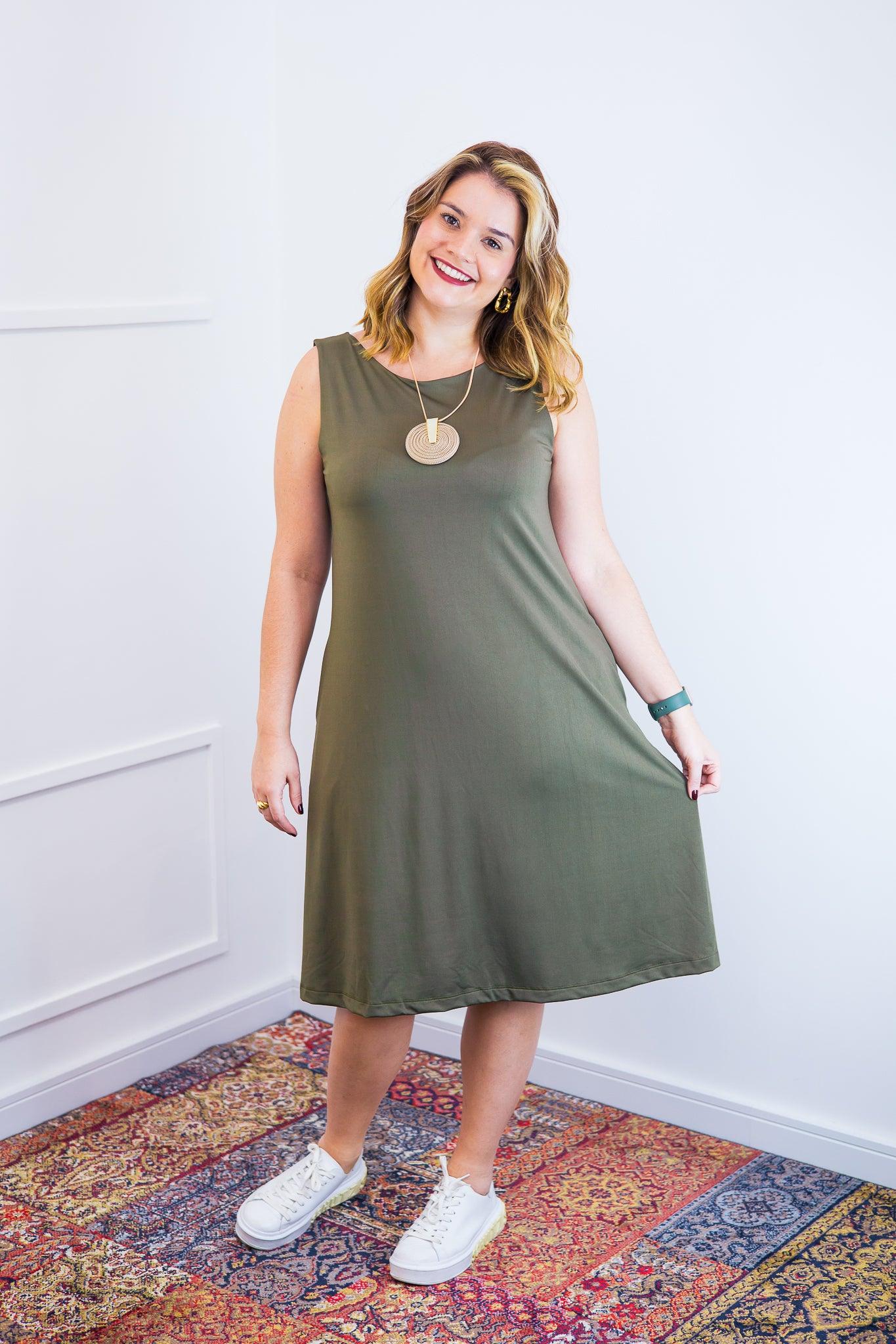 Vestido Sofia - Malha Confort Regata Midi - Bazar Online